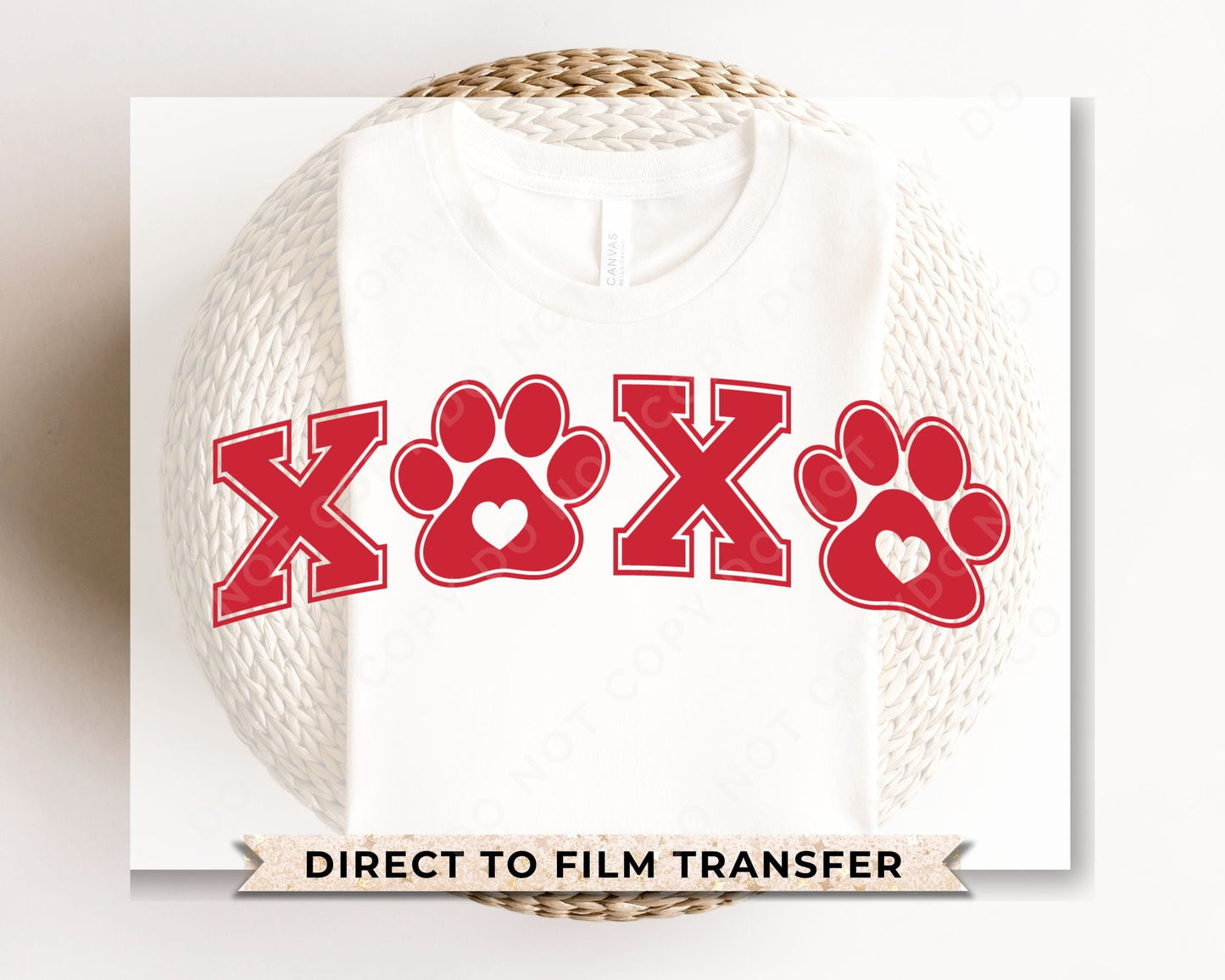 DTF Transfers, Ready to Press, T-shirt Transfers, Heat Transfer, Direct to Film, Valentine’s Day, Holiday, Dogs, Cute, XOXO Paw Print