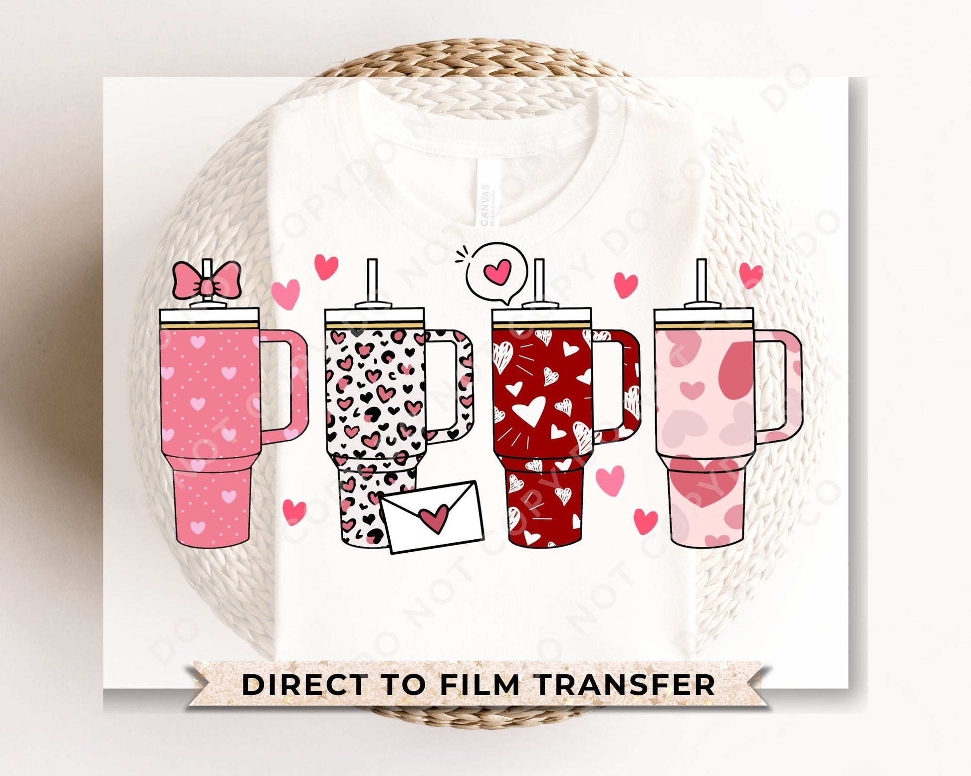 DTF Transfers, Ready to Press, T-shirt Transfers, Heat Transfer, Direct to Film, Cold Peel, Valentine's Day, Cup, Valentine Tumblers