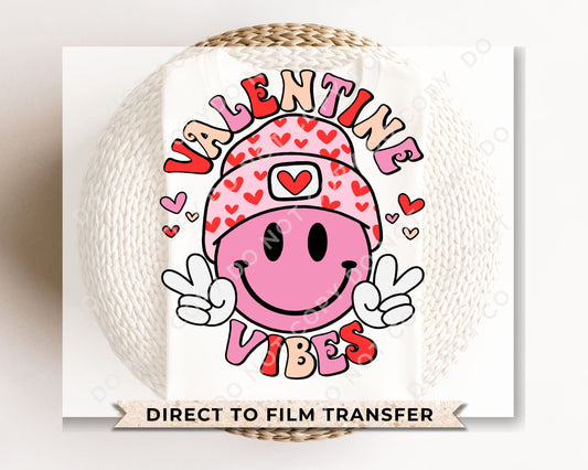 DTF Transfers, Ready to Press, T-shirt Transfers, Heat Transfer, Direct to Film, Cold Peel, Valentine's Day, Hearts, Pink, Valentine Vibes