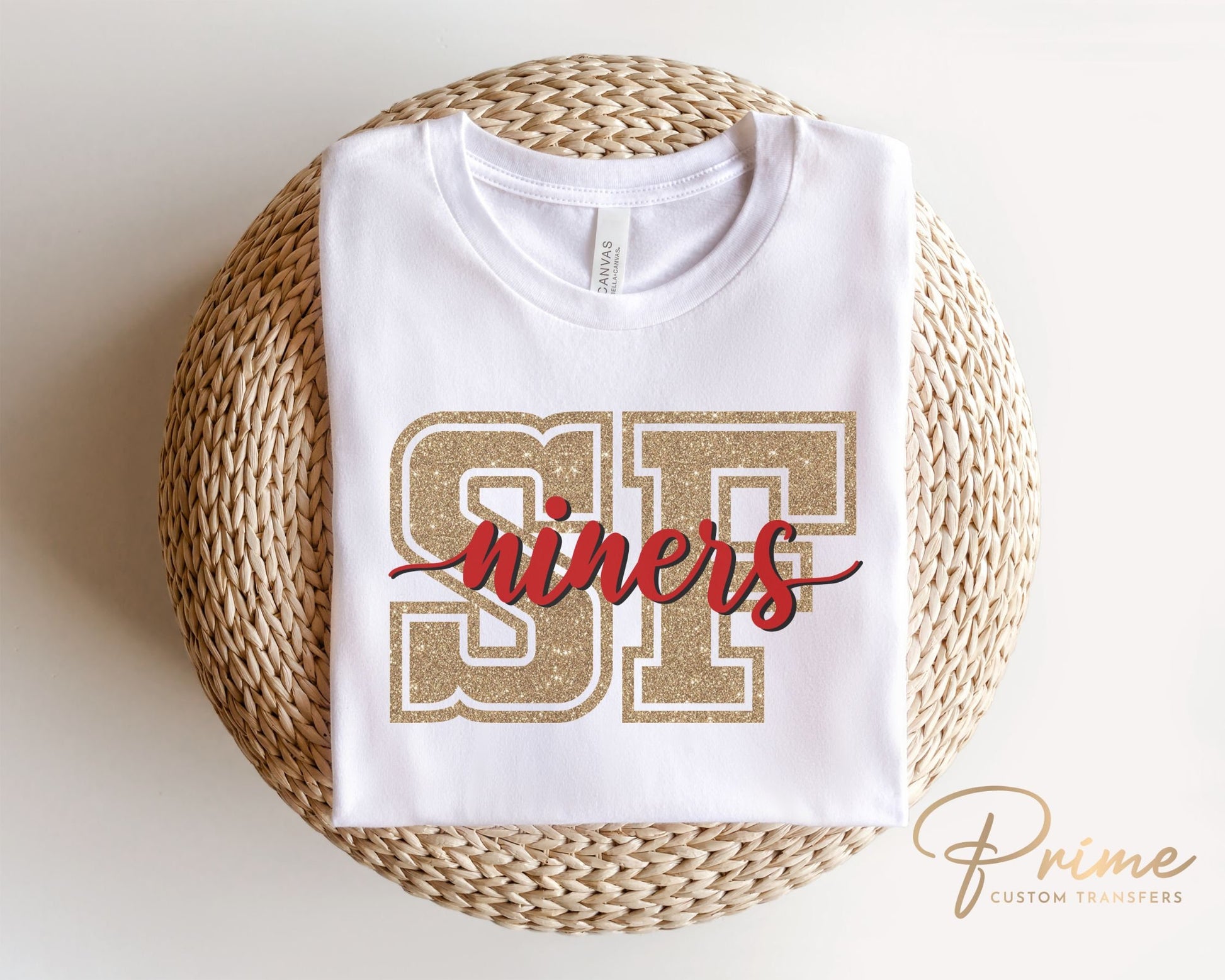 Football DTF Transfers, Ready to Press, T-shirt Transfers, Heat Transfer, Direct to Film, Sports, Vintage, FAUX Glitter, Niner's Fan