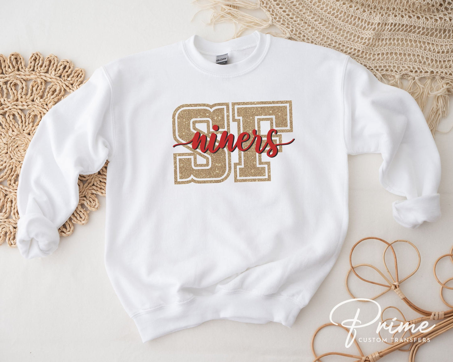 Football DTF Transfers, Ready to Press, T-shirt Transfers, Heat Transfer, Direct to Film, Sports, Vintage, FAUX Glitter, Niner's Fan