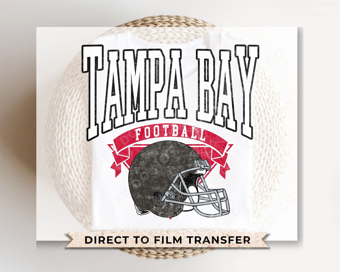 Football DTF Transfers, Ready to Press, T-shirt Transfers, Heat Transfer, Direct to Film, Sports, Full Color, Vintage, Tampa Bay Football
