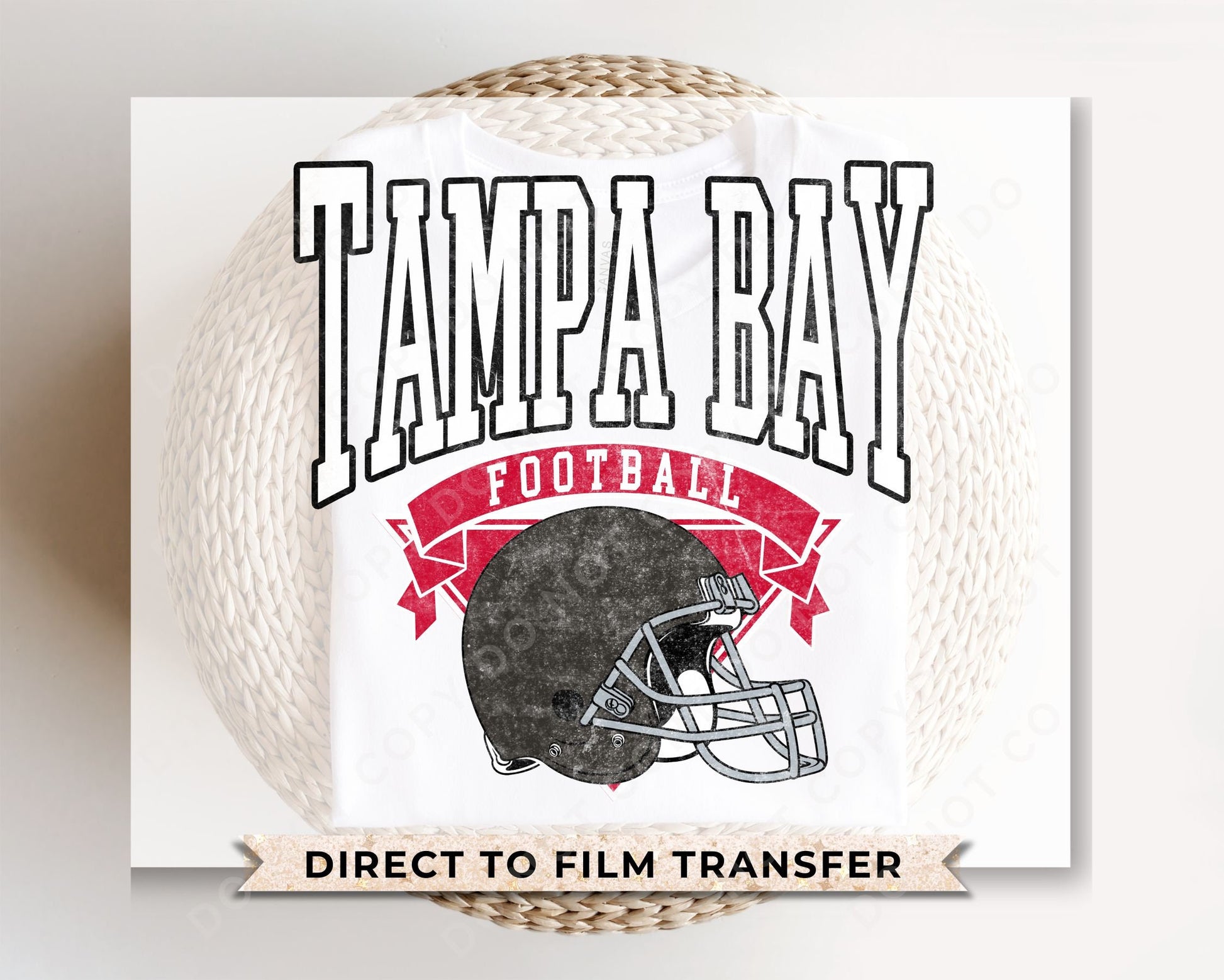 Football DTF Transfers, Ready to Press, T-shirt Transfers, Heat Transfer, Direct to Film, Sports, Full Color, Vintage, Tampa Bay Football