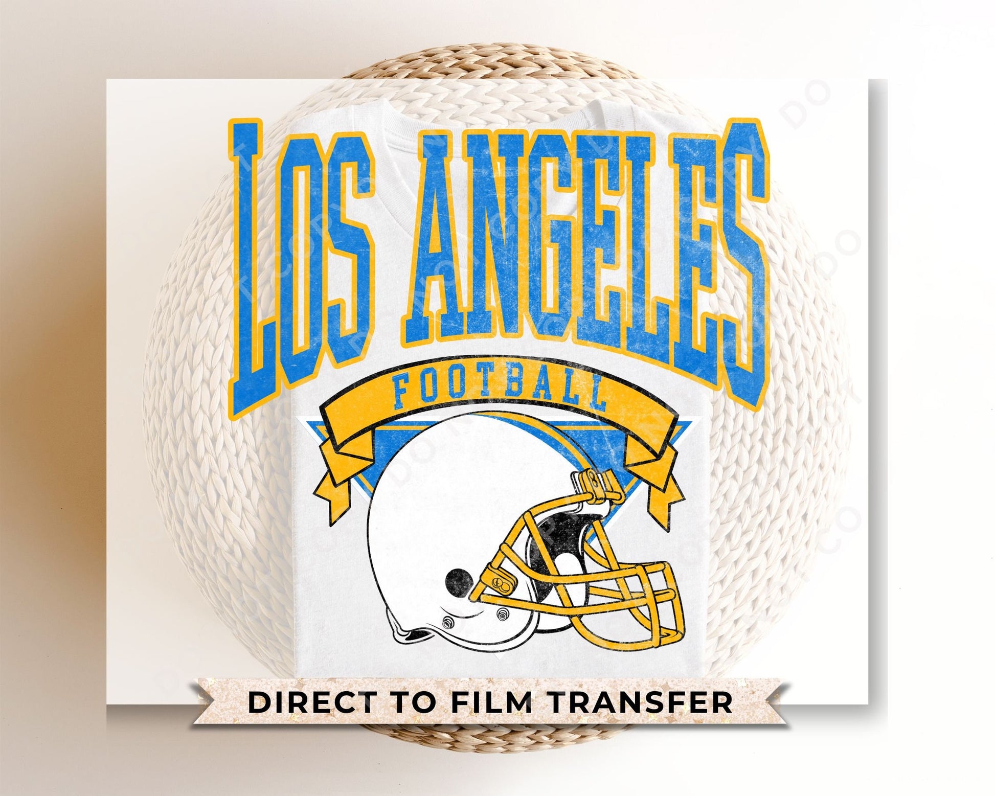 Football DTF Transfers, Ready to Press, T-shirt Transfers, Heat Transfer, Direct to Film, Sports, Full Color, Vintage, Los Angeles Football