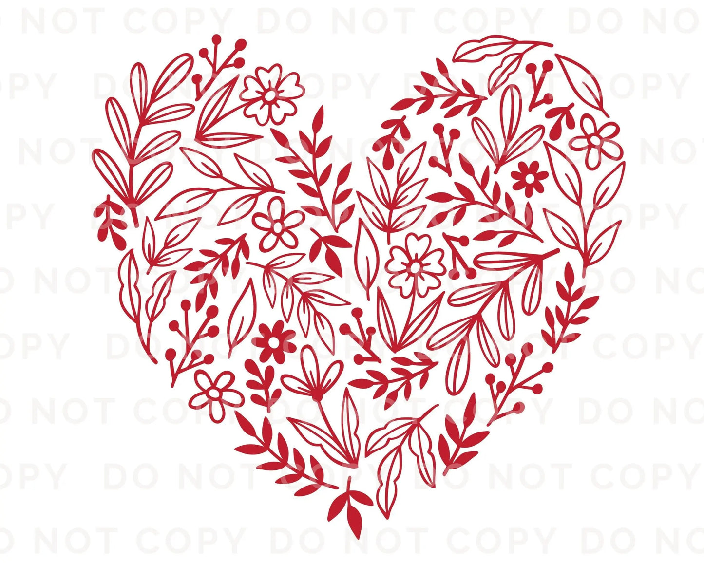 Valentine's Day, DTF Transfers, Ready to Press, T-shirt Transfers, Heat Transfer, Direct to Film, Cold Peel, Love, Romance, Red Floral Heart