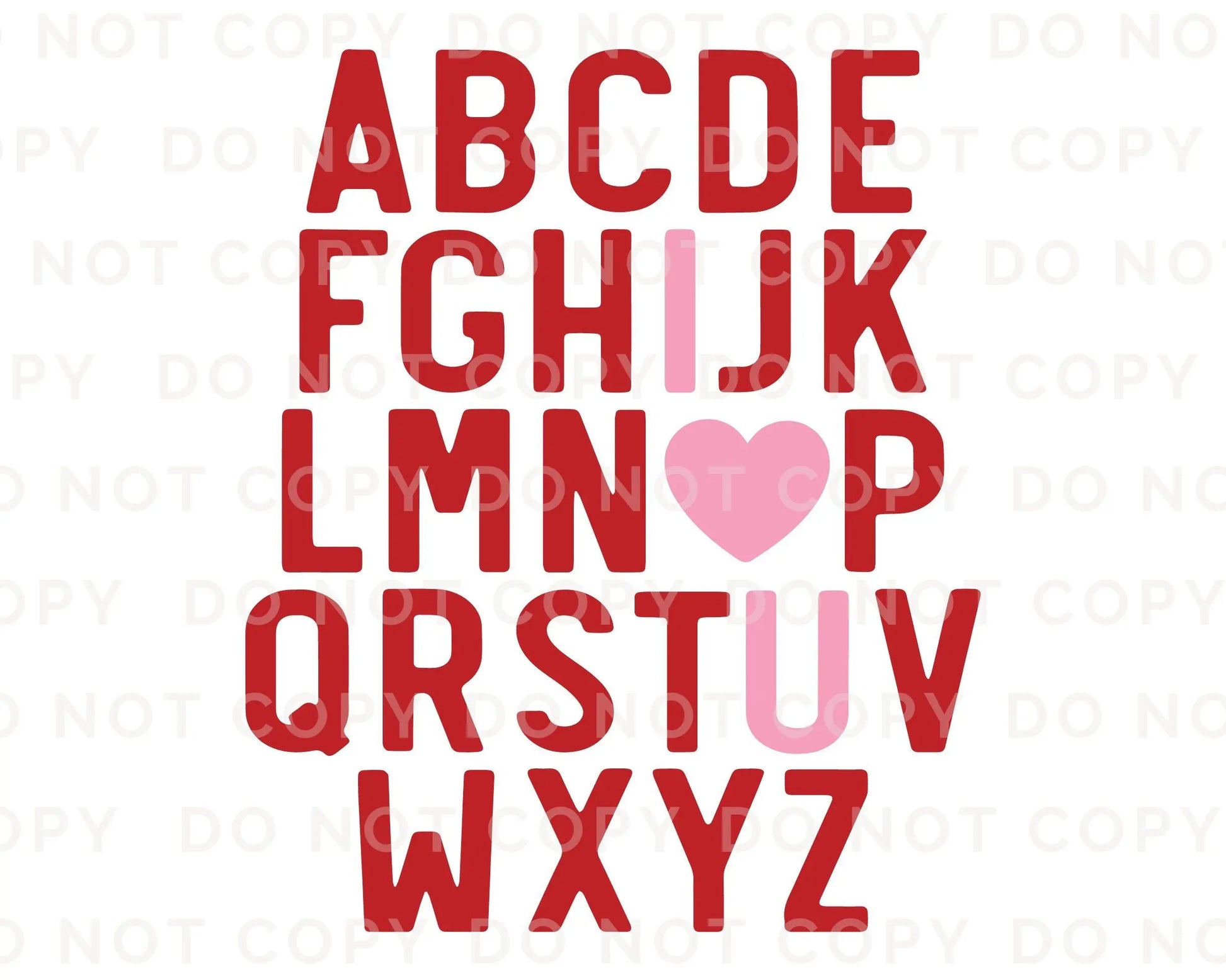 DTF Transfers, Ready to Press, T-shirt Transfers, Heat Transfer, Direct to Film, Cold Peel, Valentine’s Day, Valentine Alphabet I Love You