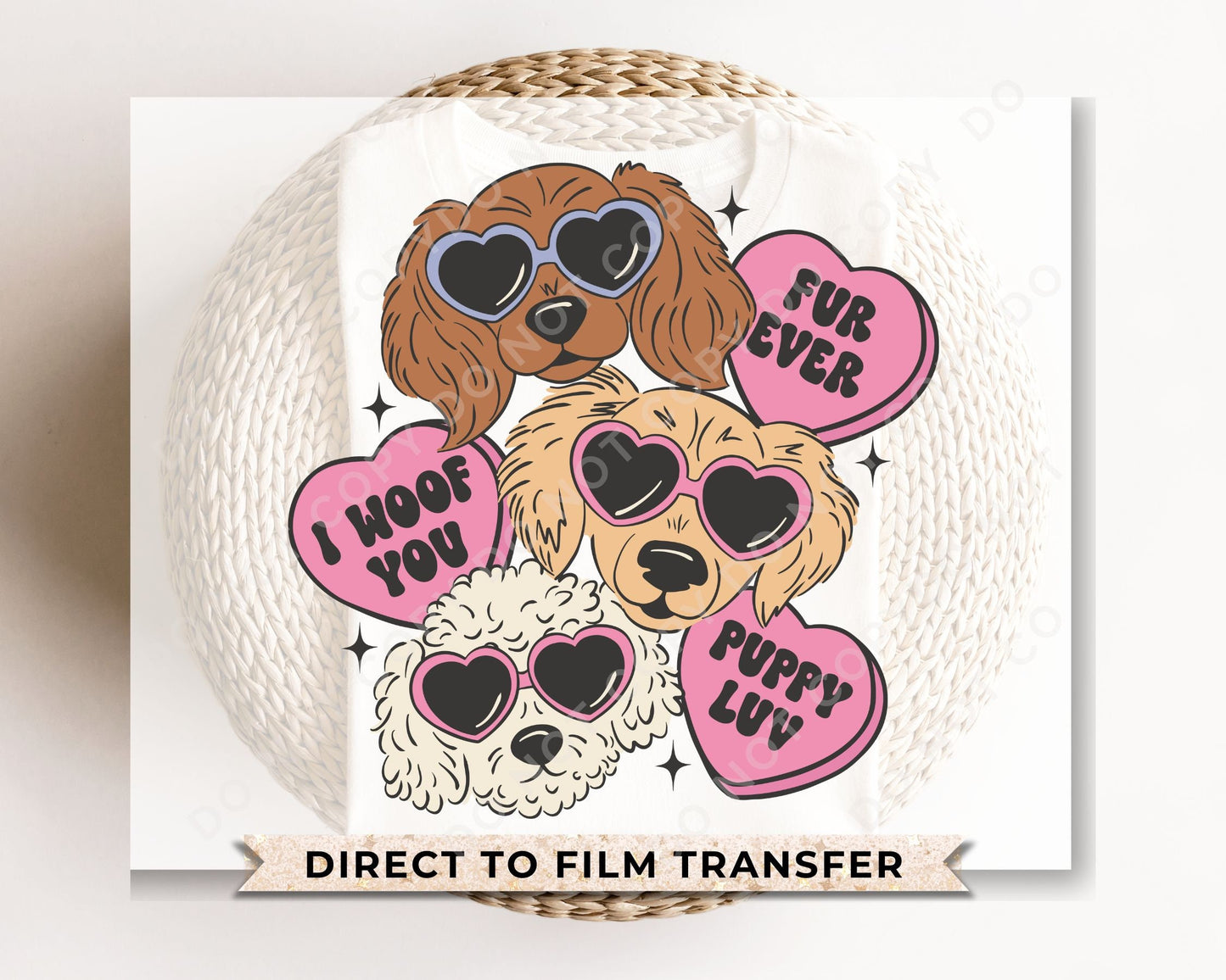 Dog DTF Transfers, Ready to Press, T-shirt Transfers, Heat Transfer, Direct to Film, Valentines Day, Dogs Mama, Pet, Hearts, Puppy Love