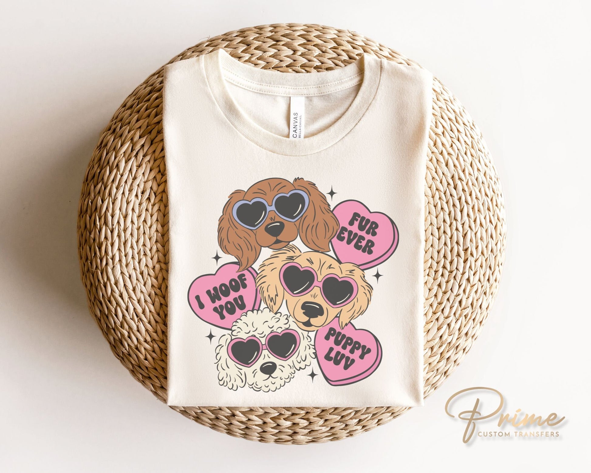 Dog DTF Transfers, Ready to Press, T-shirt Transfers, Heat Transfer, Direct to Film, Valentines Day, Dogs Mama, Pet, Hearts, Puppy Love