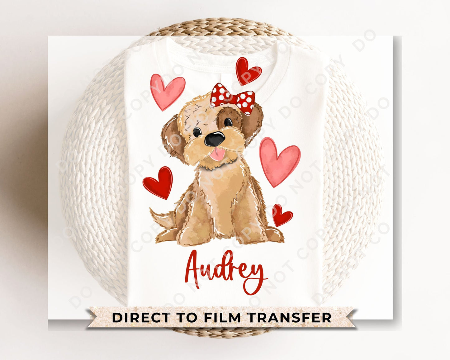 DTF Transfers, Ready to Press, T-shirt Transfers, Heat Transfer, Direct to Film, Cold Peel, Valentine's Day, Customized Valentine Girl Puppy