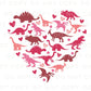 DTF Transfers, Ready to Press, T-shirt Transfers, Heat Transfer, Direct to Film, Cold Peel, Heart, Valentine Dinosaurs Heart