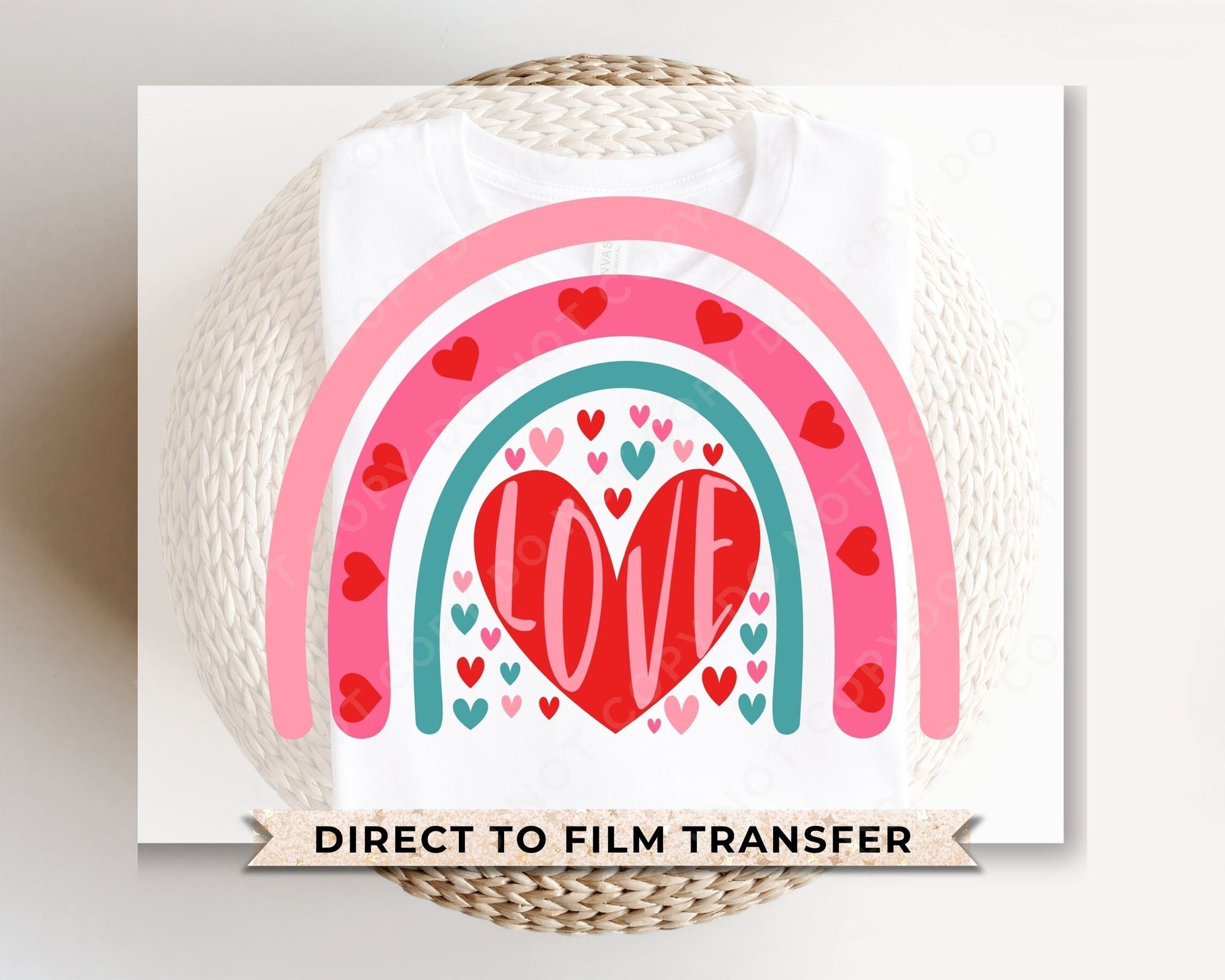 DTF Transfers, Ready to Press, T-shirt Transfers, Heat Transfer, Direct to Film, Cold Peel, Heart, Valentine's Day, Doodle Heart Rainbow