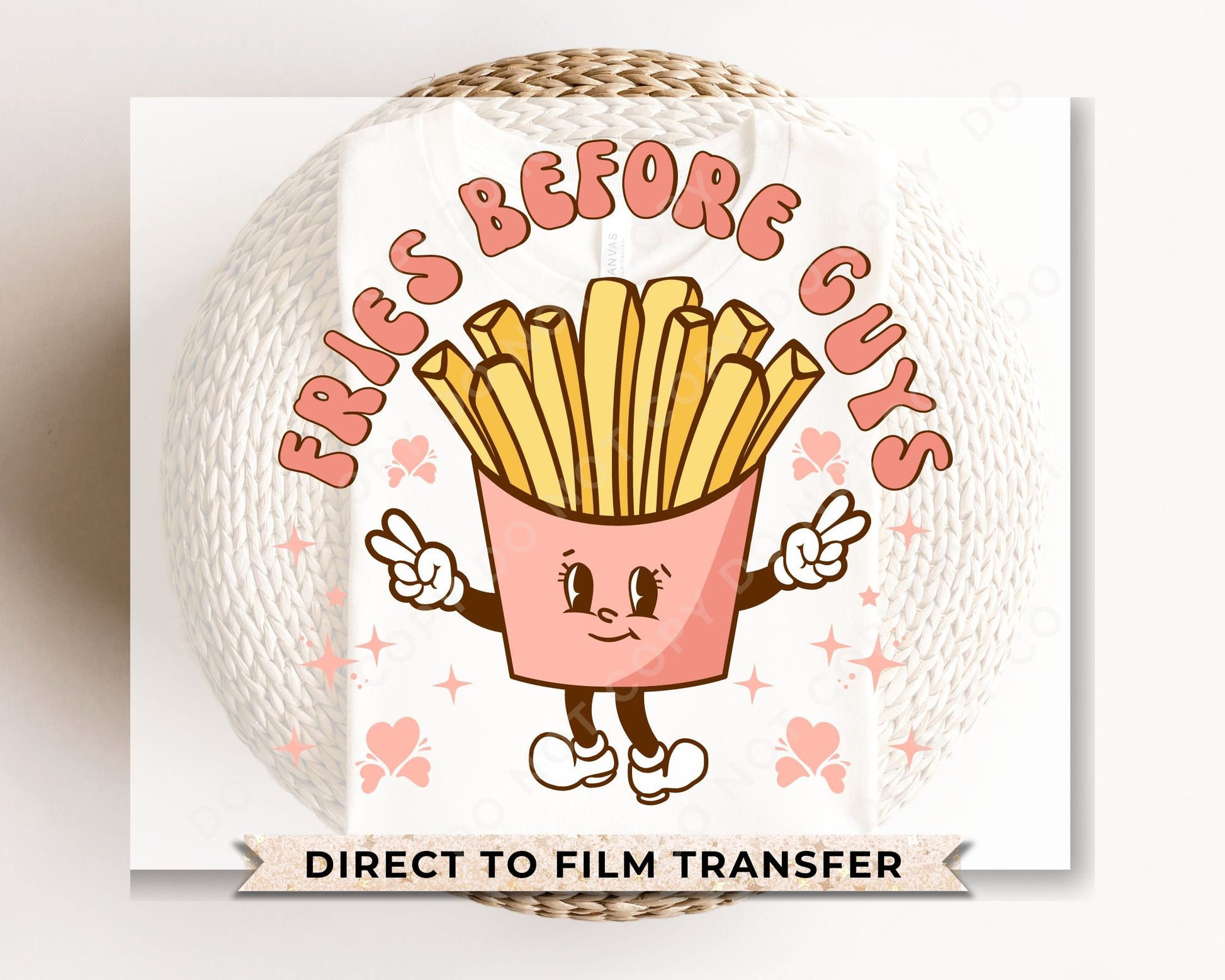 DTF Transfers, Ready to Press, T-shirt Transfers, Heat Transfer, Direct to Film, Cold Peel, Child, Valentine's Day, Retro Fries Before Guys