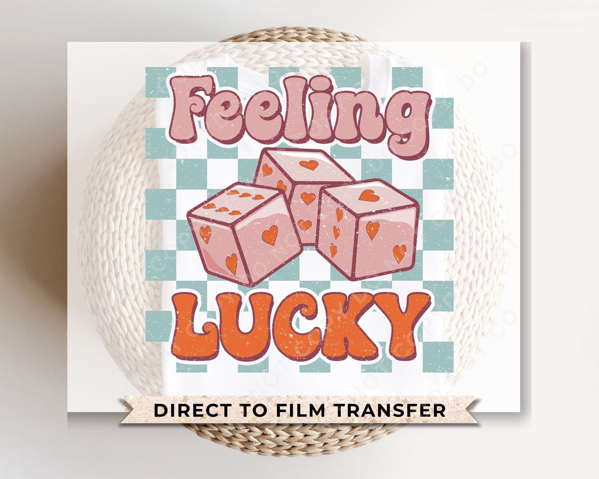 DTF Transfers, Ready to Press, T-shirt Transfers, Heat Transfer, Direct to Film, Cold Peel, Valentine's Day, Heart Dice, Feeling Lucky