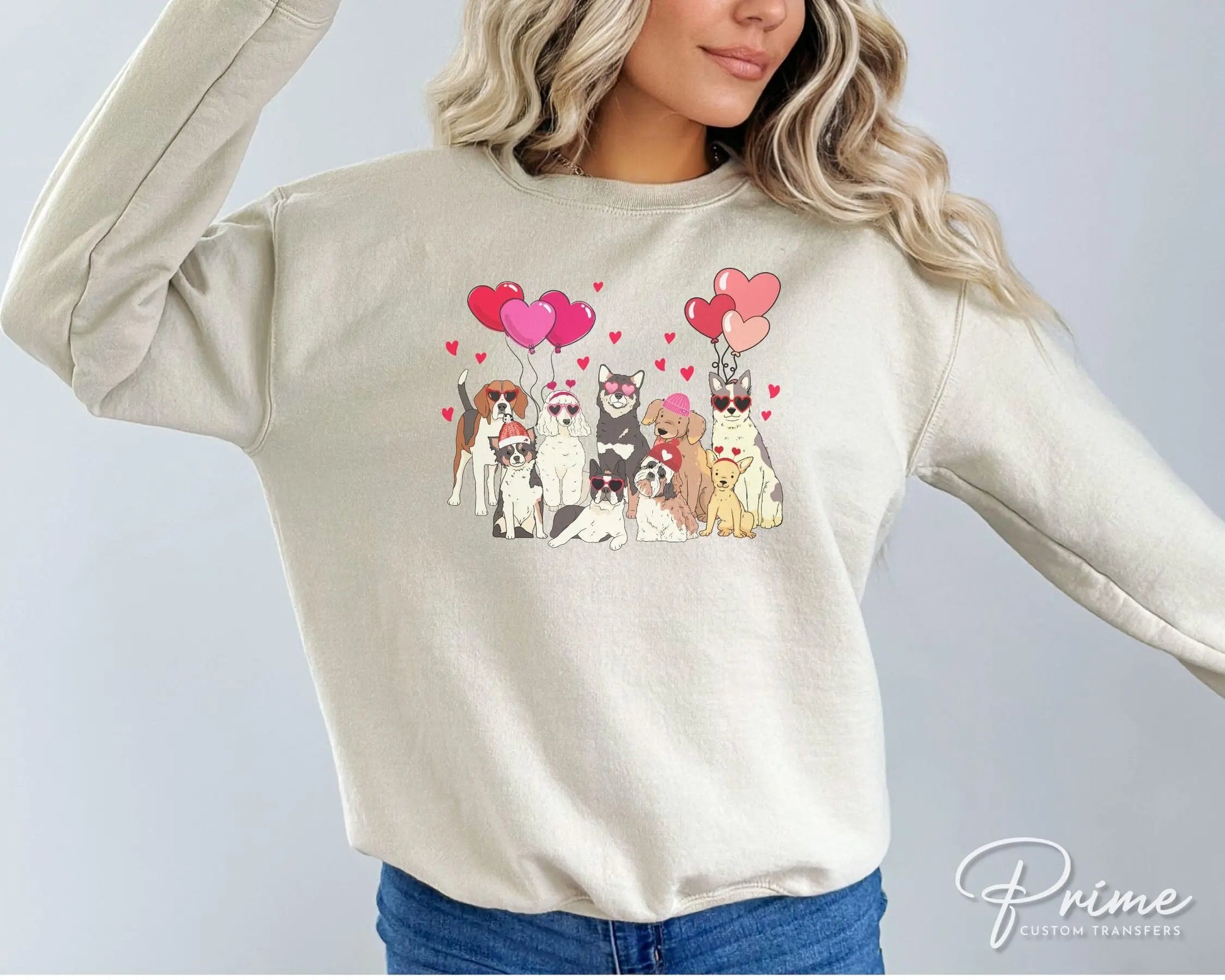 DTF Transfers, Ready to Press, T-shirt Transfers, Heat Transfer, Direct to Film, Cold Peel, Valentine's Day, Balloons, Hearts, Puppy, Dogs