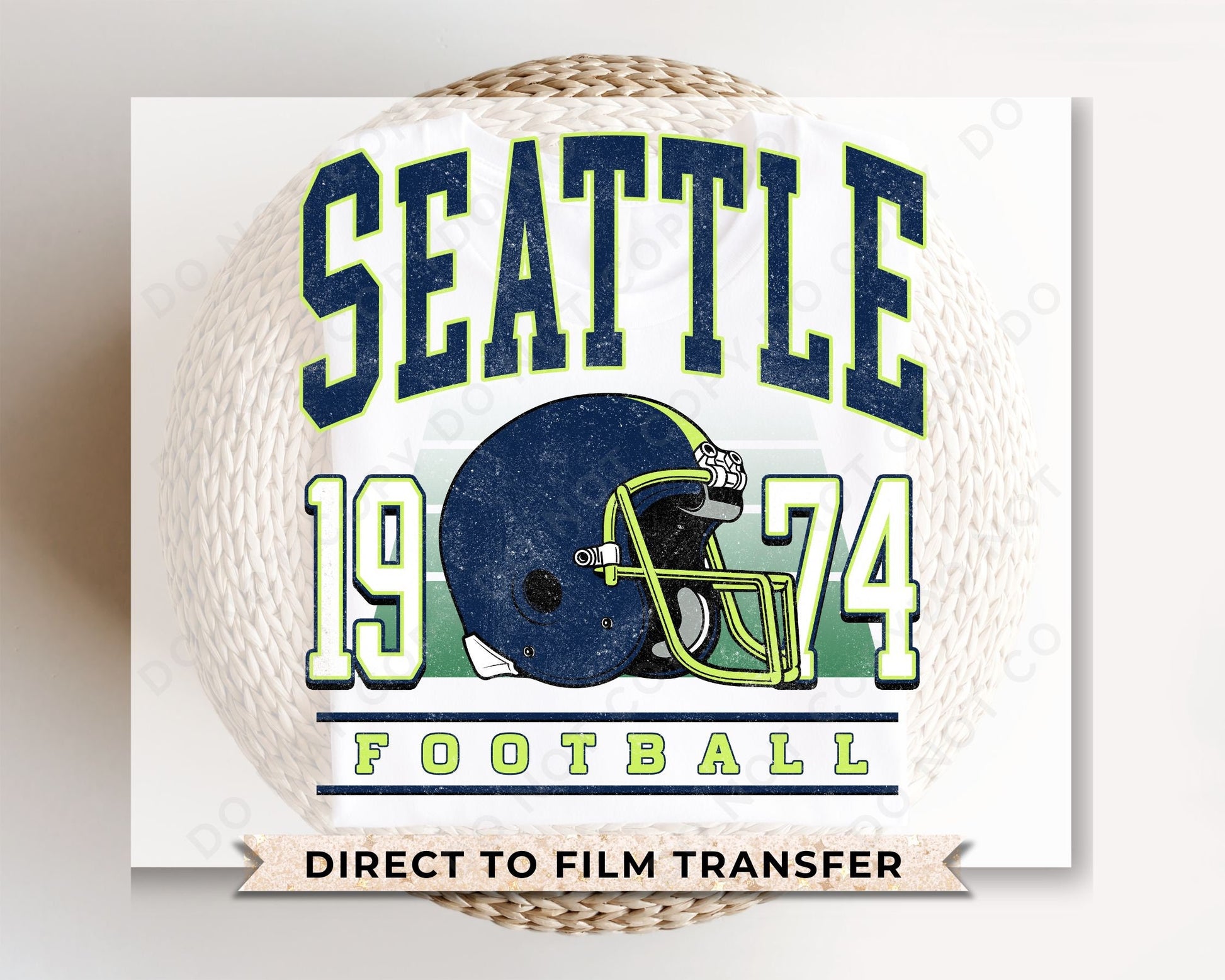 Football DTF Transfers, Ready to Press, T-shirt Transfers, Heat Transfer, Direct to Film, Full Color, Vintage, Washington, Seattle Football