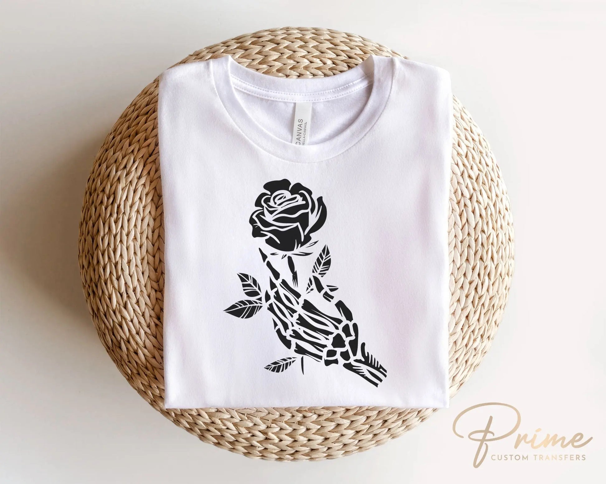 DTF Transfers, Ready to Press, T-shirt Transfers, Heat Transfer, Direct to Film, Valentine's Day, Skeleton, Flower, Skull Hand and Rose