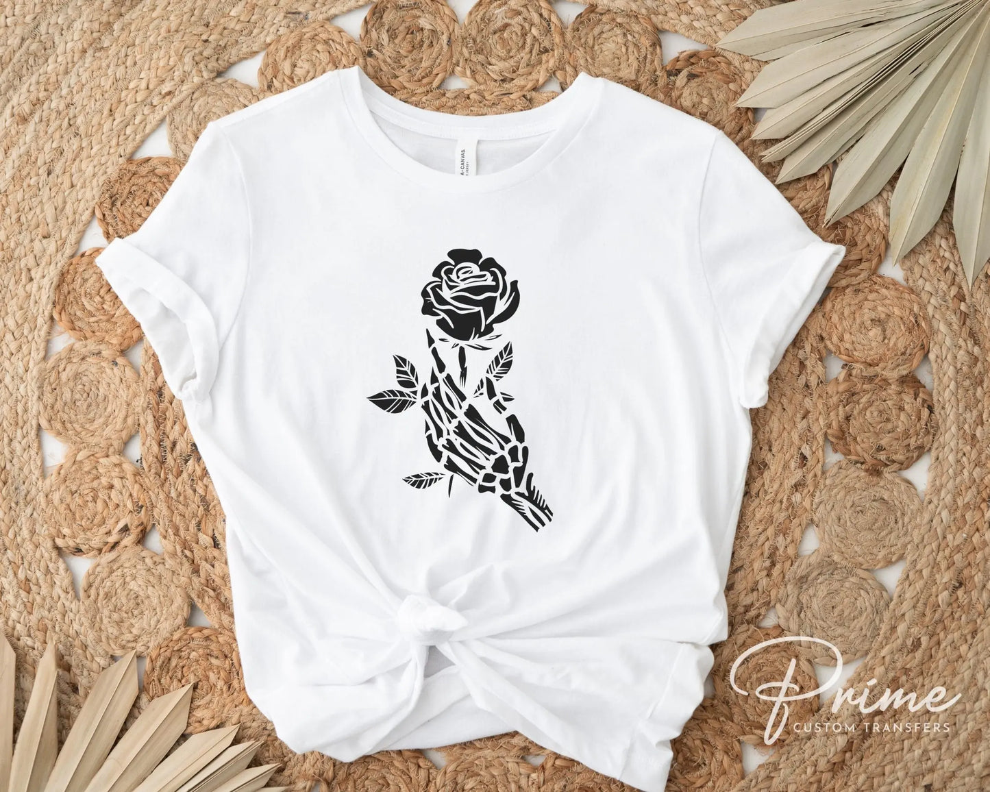 DTF Transfers, Ready to Press, T-shirt Transfers, Heat Transfer, Direct to Film, Valentine's Day, Skeleton, Flower, Skull Hand and Rose