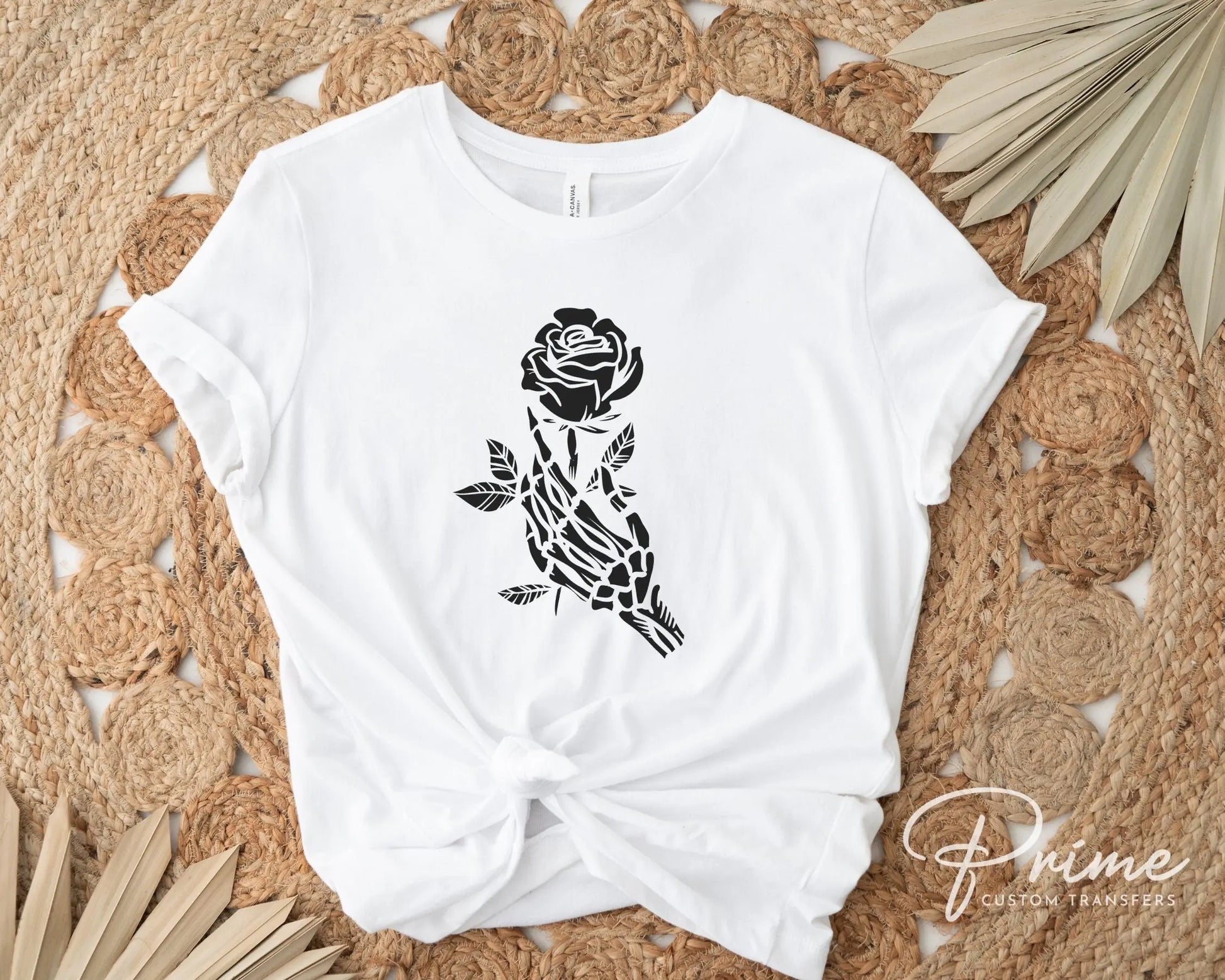 DTF Transfers, Ready to Press, T-shirt Transfers, Heat Transfer, Direct to Film, Valentine's Day, Skeleton, Flower, Skull Hand and Rose
