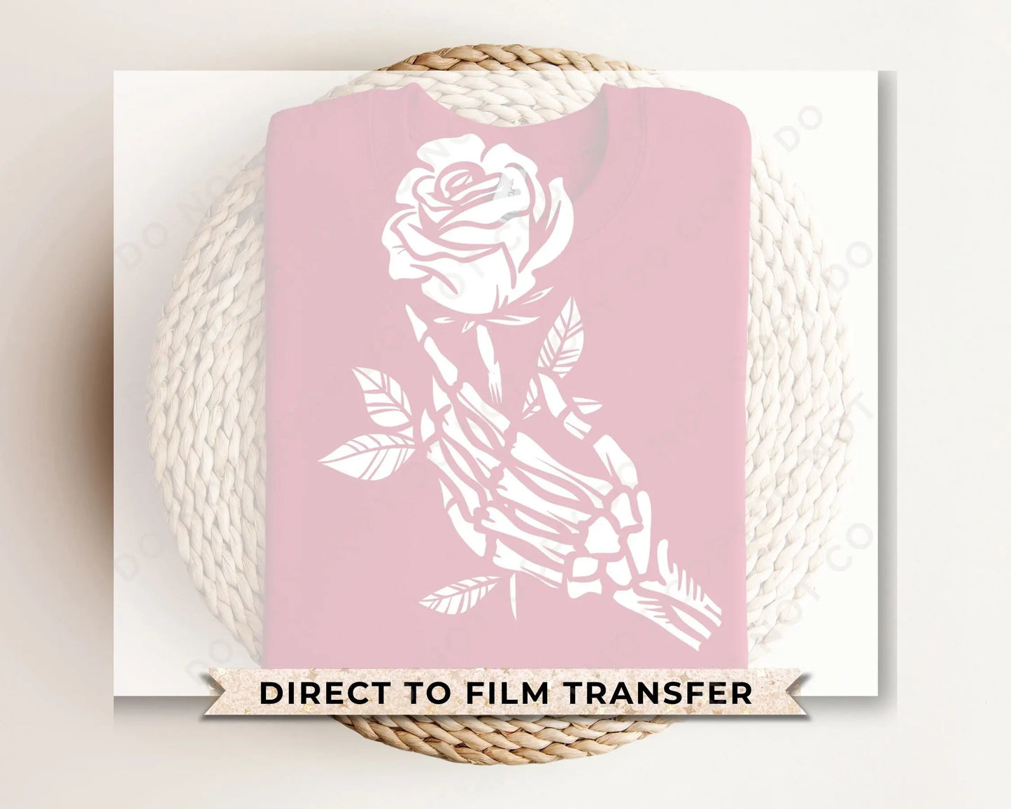 DTF Transfers, Ready to Press, T-shirt Transfers, Heat Transfer, Direct to Film, Valentine's Day, Skeleton, Flower, Skull Hand and Rose