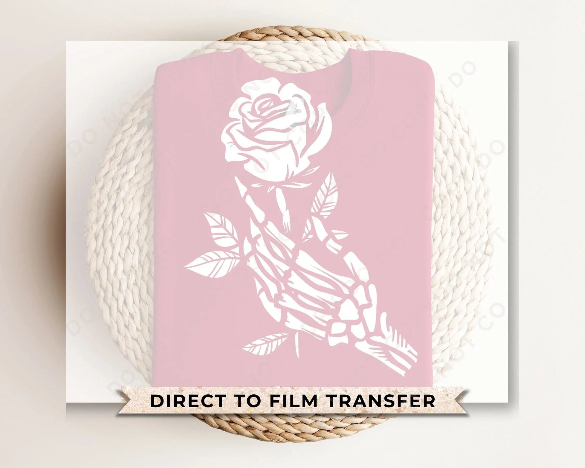DTF Transfers, Ready to Press, T-shirt Transfers, Heat Transfer, Direct to Film, Valentine's Day, Skeleton, Flower, Skull Hand and Rose