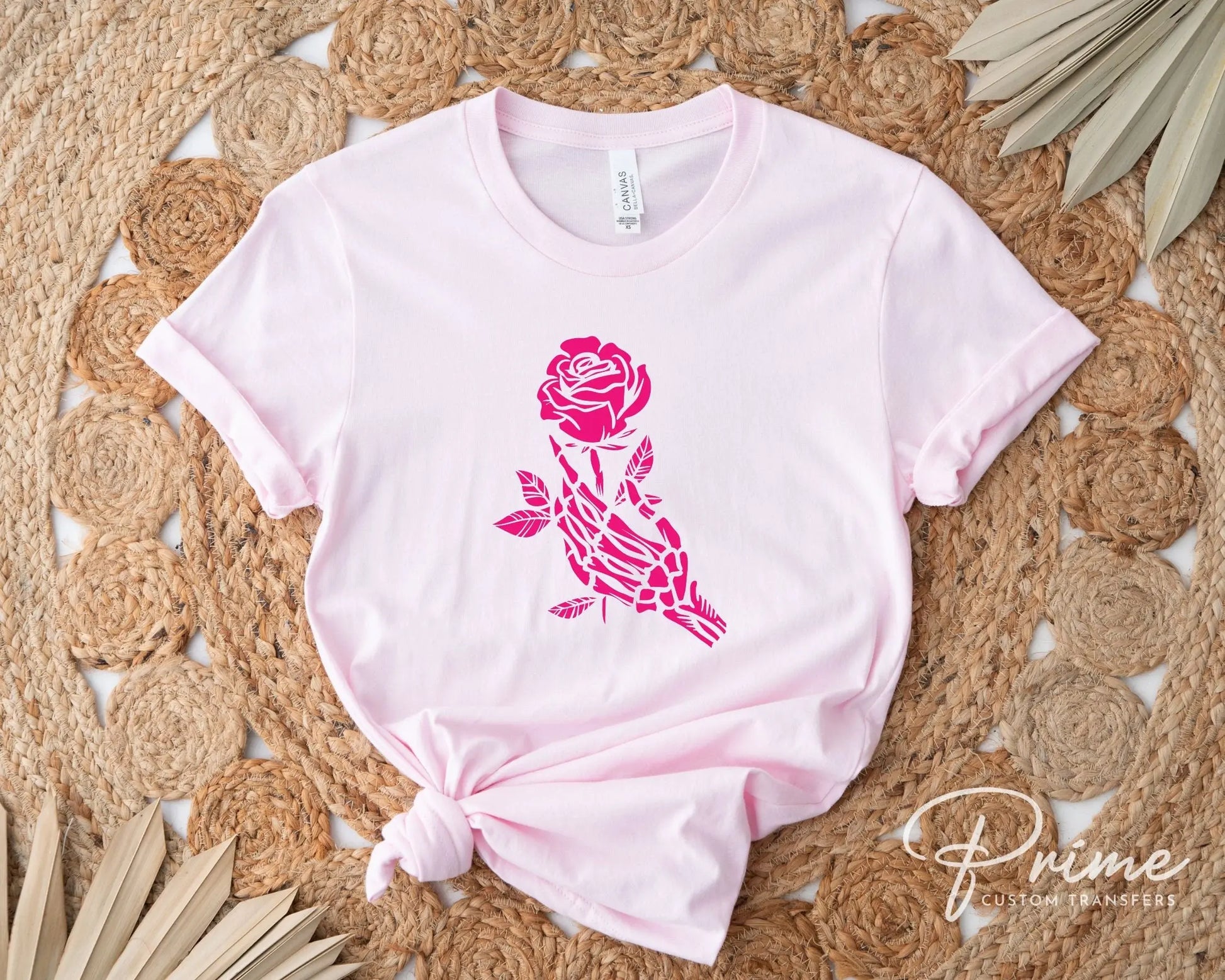 DTF Transfers, Ready to Press, T-shirt Transfers, Heat Transfer, Direct to Film, Valentine's Day, Skeleton, Flower, Skull Hand and Rose