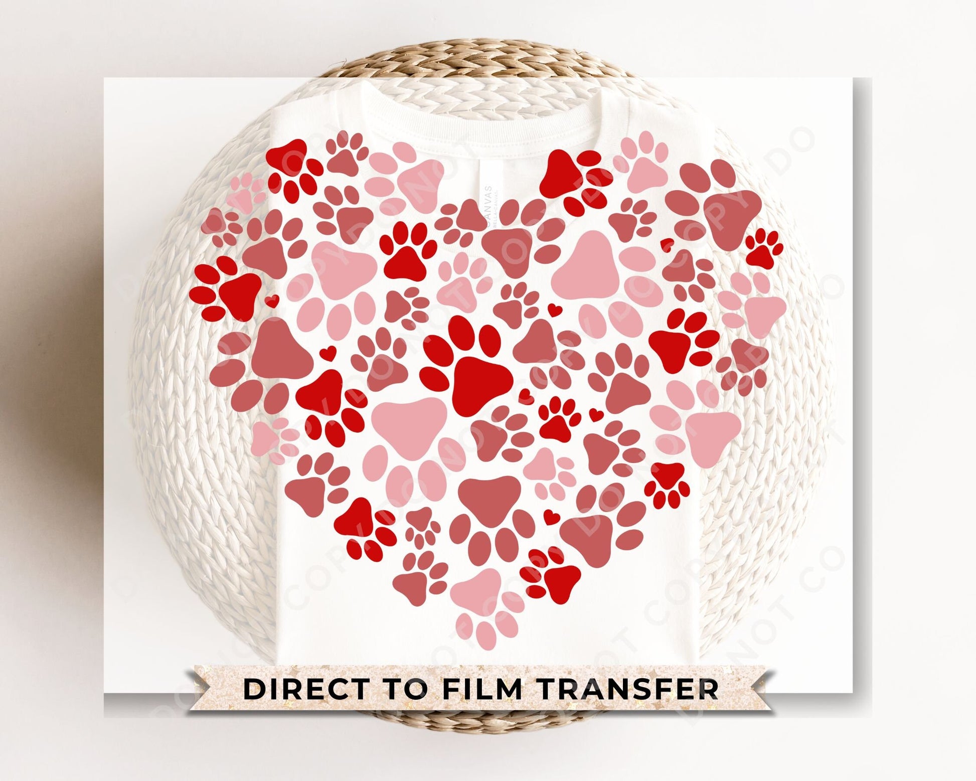 DTF Transfers, Ready to Press, T-shirt Transfers, Heat Transfer, Direct to Film, Valentine’s Day, Holiday, Dogs, Cats, Paw Print Heart