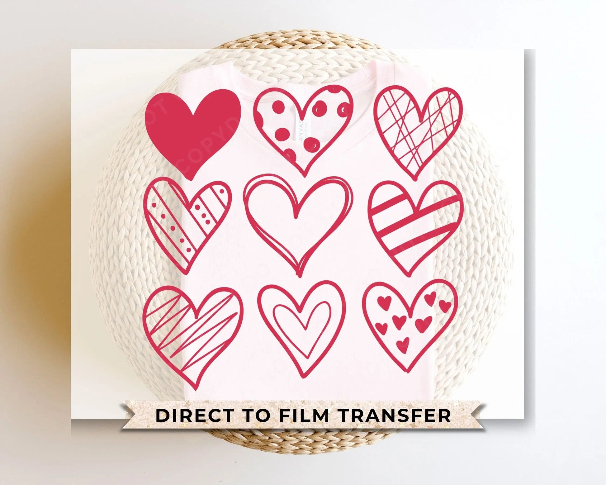 DTF Transfers, Ready to Press, T-shirt Transfers, Heat Transfer, Direct to Film, Valentine's Day, Cold Peel, Love, Doodle Hearts
