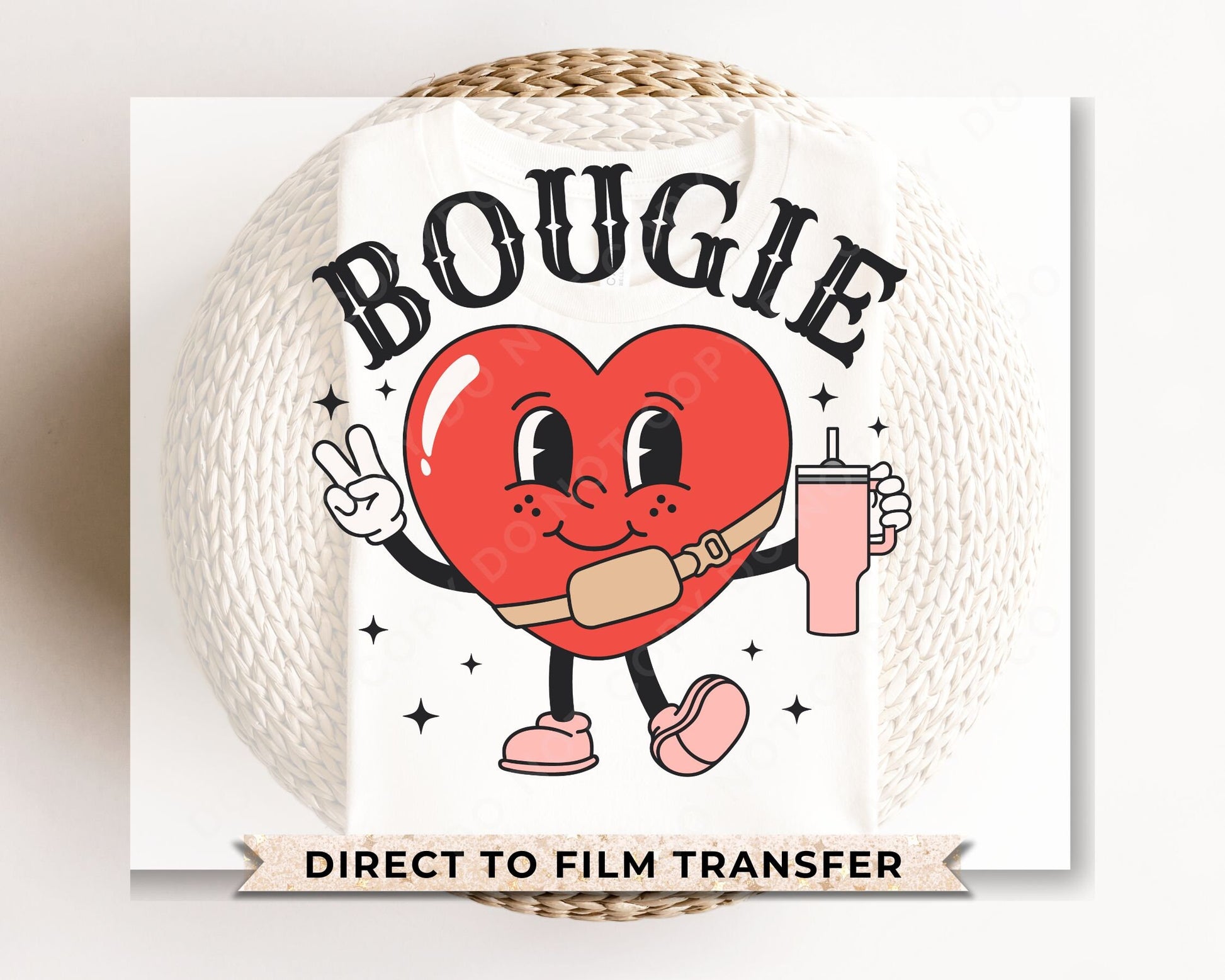 DTF Transfers, Ready to Press, T-shirt Transfers, Heat Transfer, Direct to Film, Cold Peel, Valentine's Day, Tumbler, Retro Bougie Heart