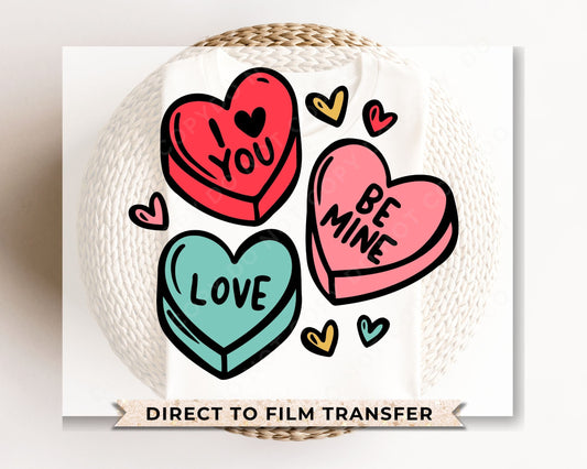 DTF Transfers, Ready to Press, T-shirt Transfers, Heat Transfer, Direct to Film, Cold Peel, Valentine's Day, Conversation, Candy Hearts