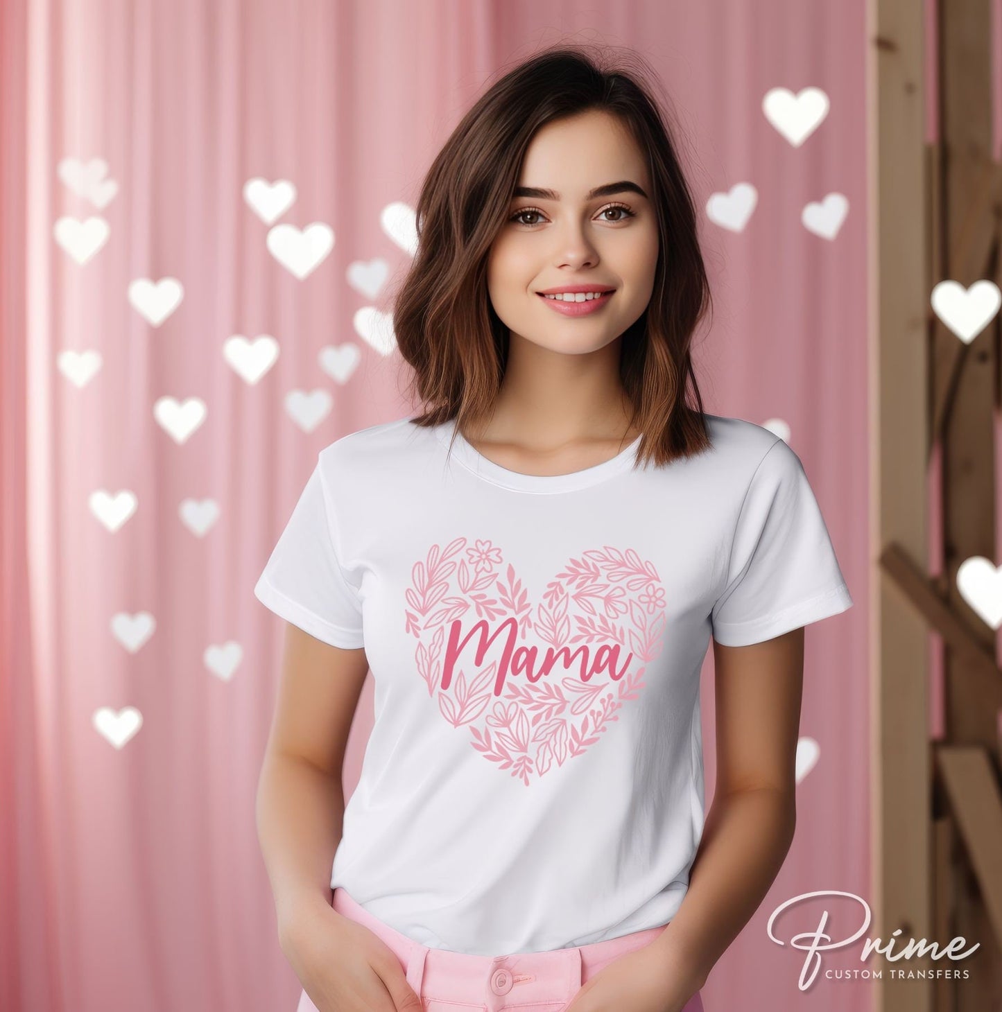 DTF Transfers, Ready to Press, T-shirt Transfers, Heat Transfer, Direct to Film, Cold Peel, Mother's Day, Flowers, Mom, Mama Floral Heart