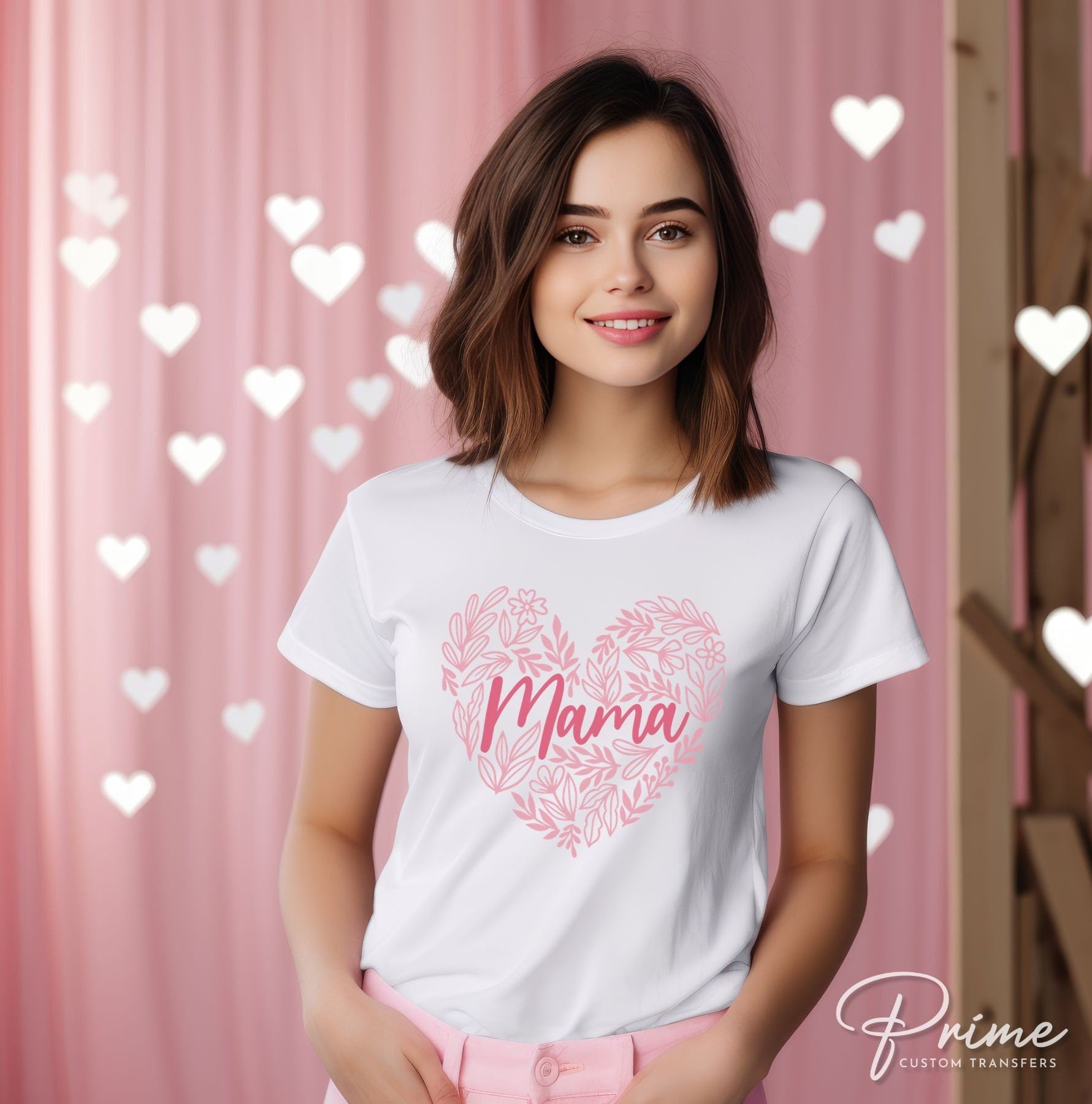 DTF Transfers, Ready to Press, T-shirt Transfers, Heat Transfer, Direct to Film, Cold Peel, Mother's Day, Flowers, Mom, Mama Floral Heart