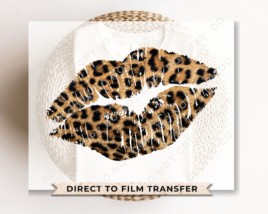 DTF Transfers, Ready to Press, T-shirt Transfers, Heat Transfer, Direct to Film, Cold Peel, Valentine's Day, Kiss, Cheetah, Leopard Lips