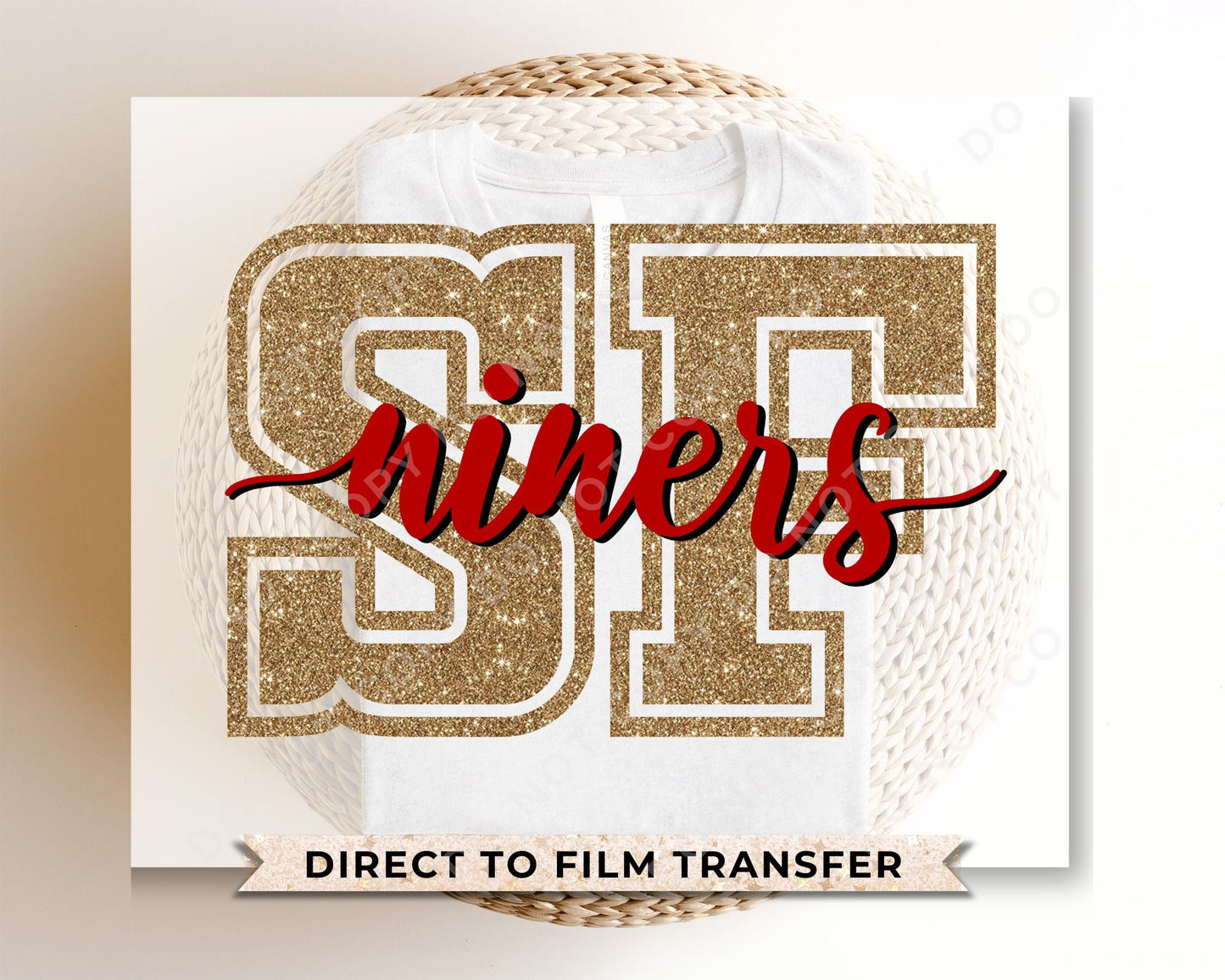 Football DTF Transfers, Ready to Press, T-shirt Transfers, Heat Transfer, Direct to Film, Sports, Vintage, FAUX Glitter, Niner's Fan
