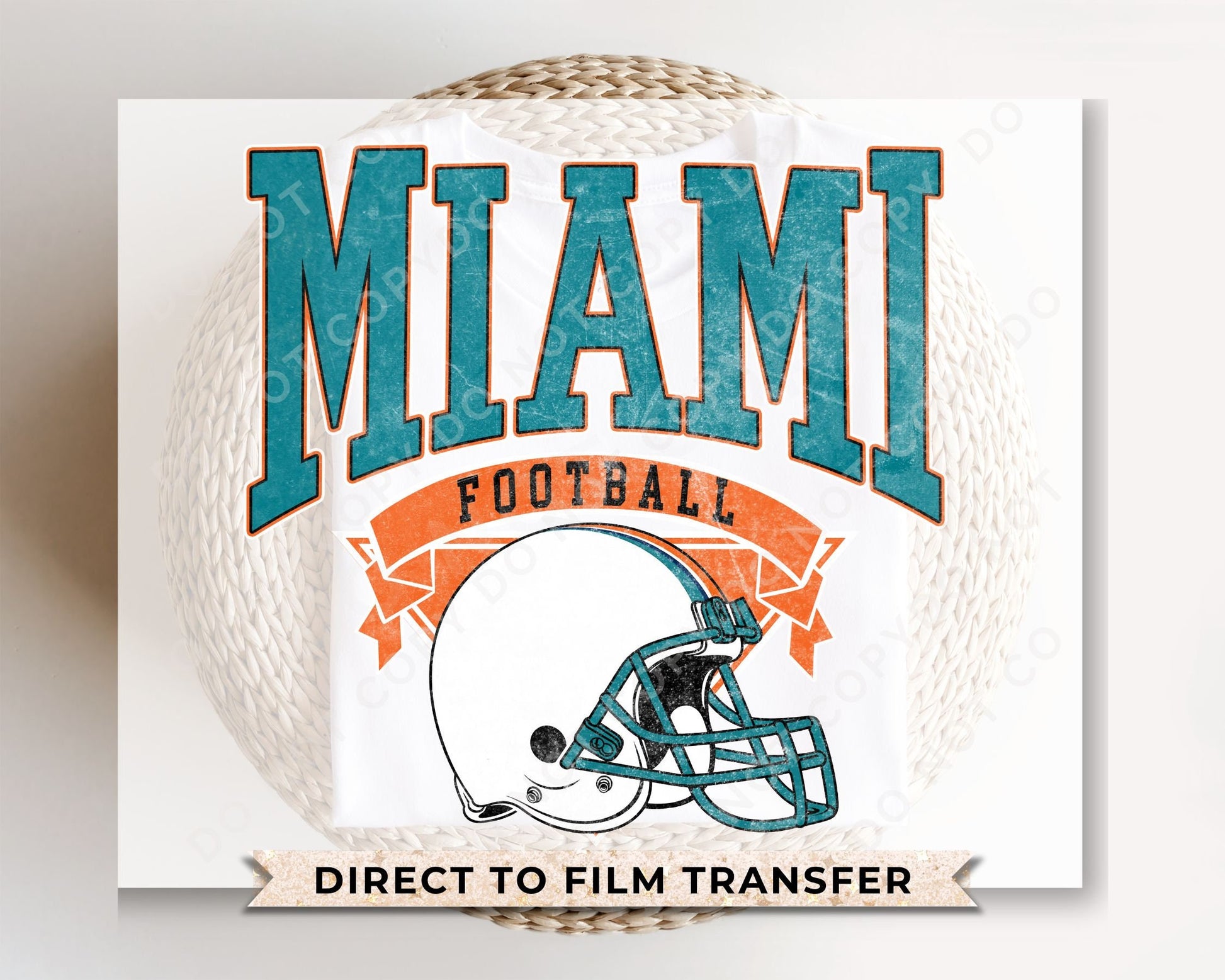 Football DTF Transfers, Ready to Press, T-shirt Transfers, Heat Transfer, Direct to Film, Full Color, Vintage, Florida, Miami Football