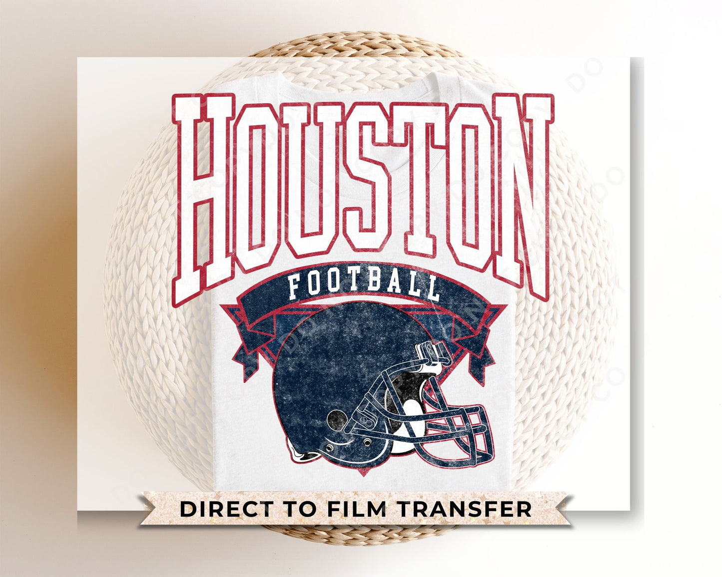 Football DTF Transfers, Ready to Press, T-shirt Transfers, Heat Transfer, Direct to Film, Sports, Full Color, Vintage, Houston Football