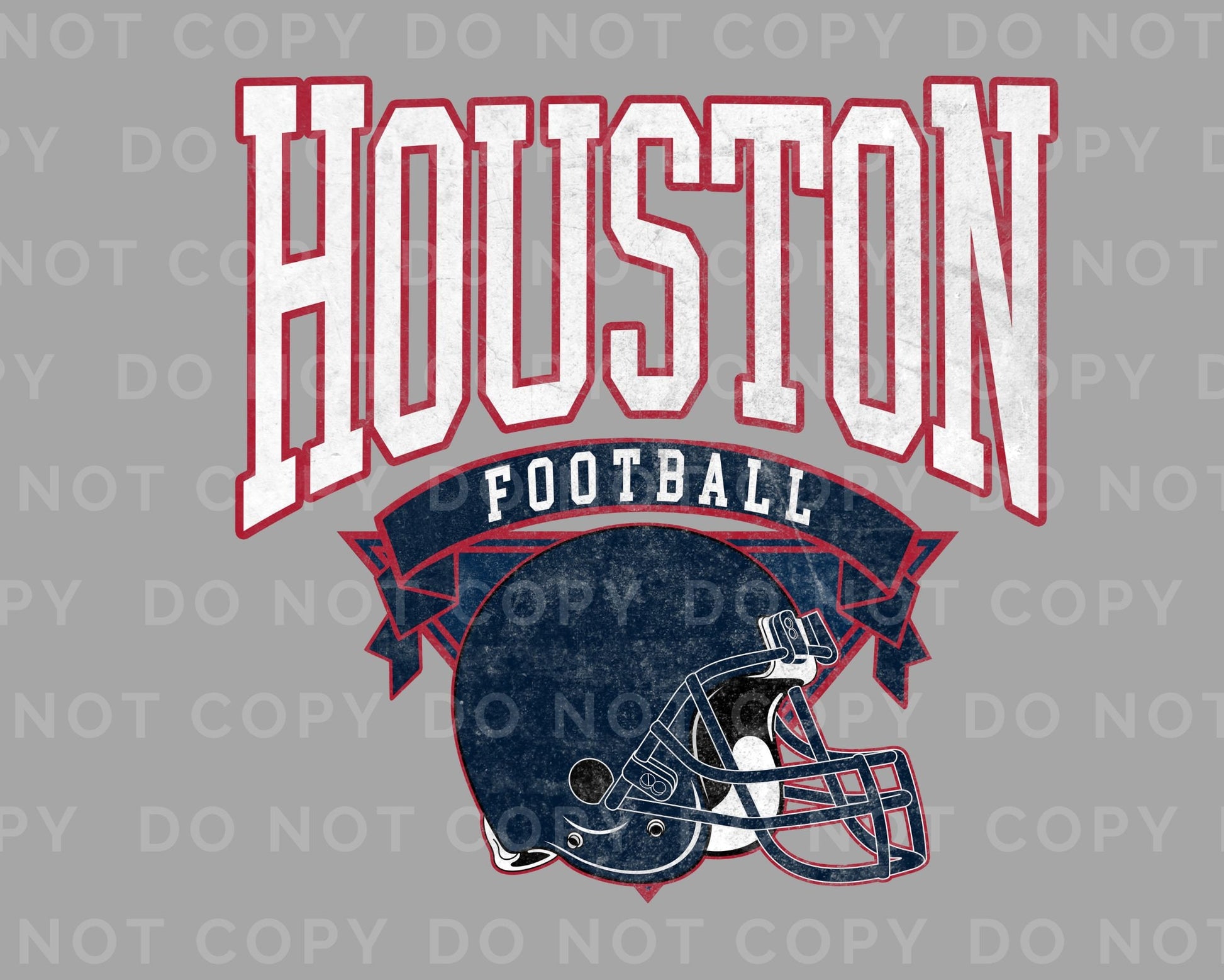 Football DTF Transfers, Ready to Press, T-shirt Transfers, Heat Transfer, Direct to Film, Sports, Full Color, Vintage, Houston Football