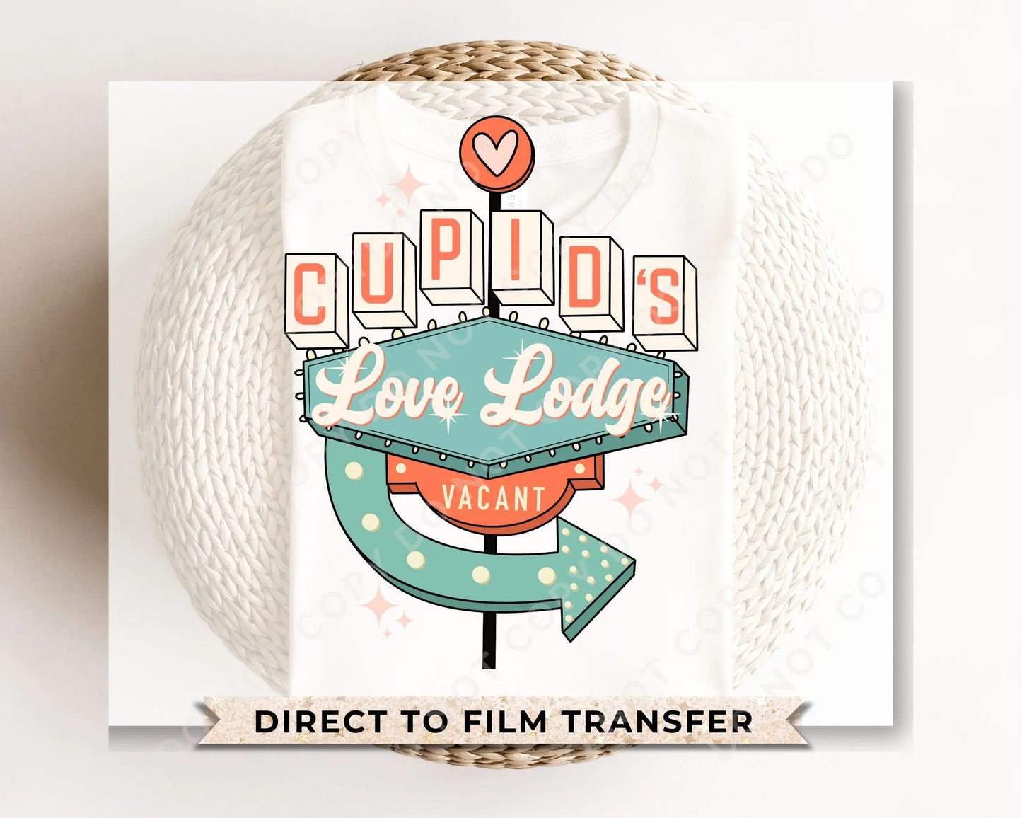 DTF Transfers, Ready to Press, T-shirt Transfers, Heat Transfer, Direct to Film, Valentine's Day, Holiday, Cold Peel, Cupid's Love Lodge