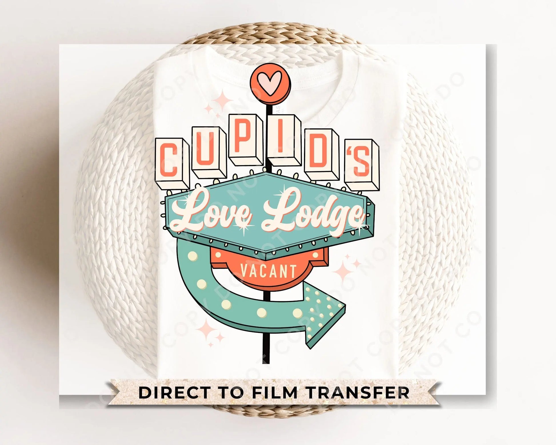 DTF Transfers, Ready to Press, T-shirt Transfers, Heat Transfer, Direct to Film, Valentine's Day, Holiday, Cold Peel, Cupid's Love Lodge