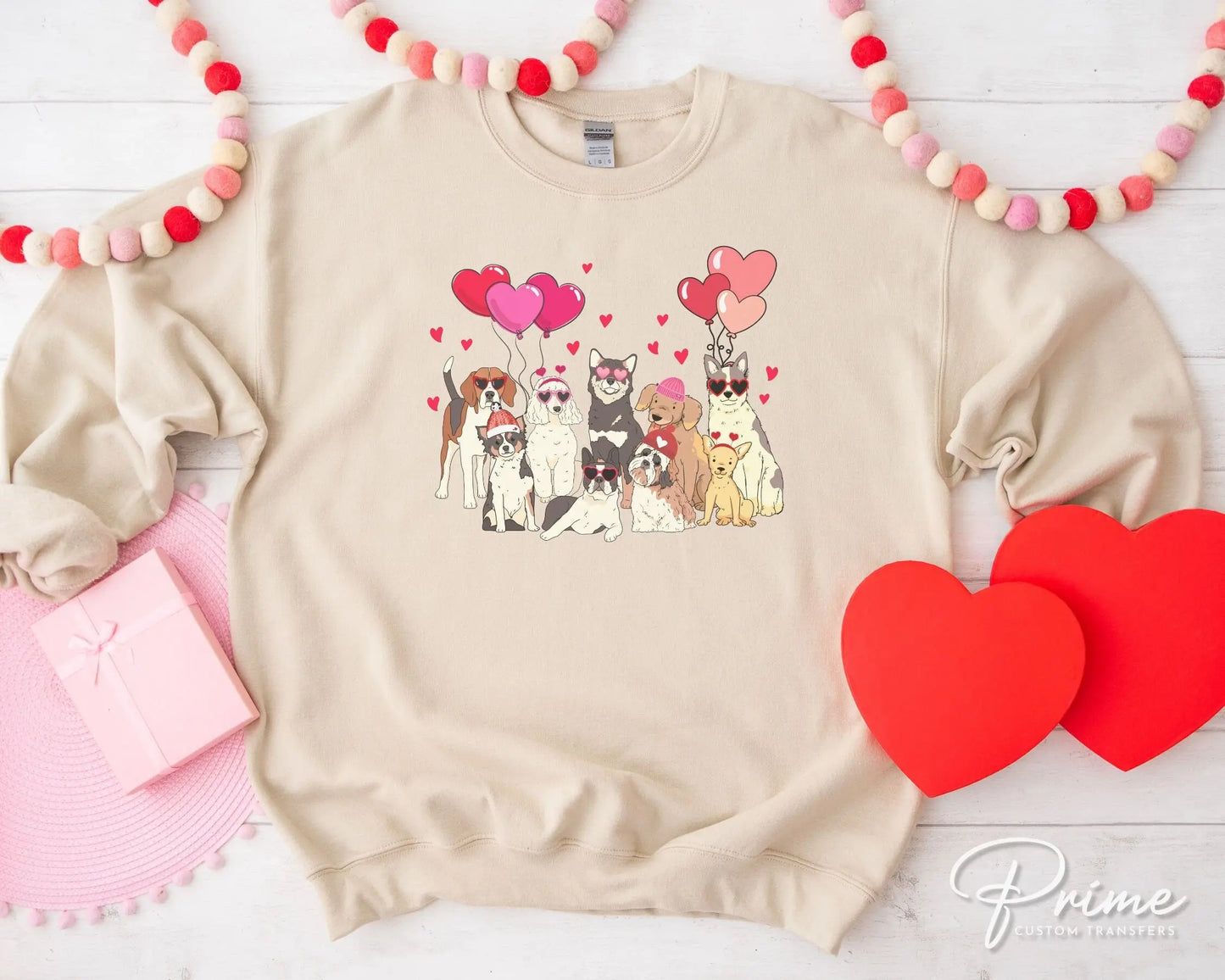DTF Transfers, Ready to Press, T-shirt Transfers, Heat Transfer, Direct to Film, Cold Peel, Valentine's Day, Balloons, Hearts, Puppy, Dogs