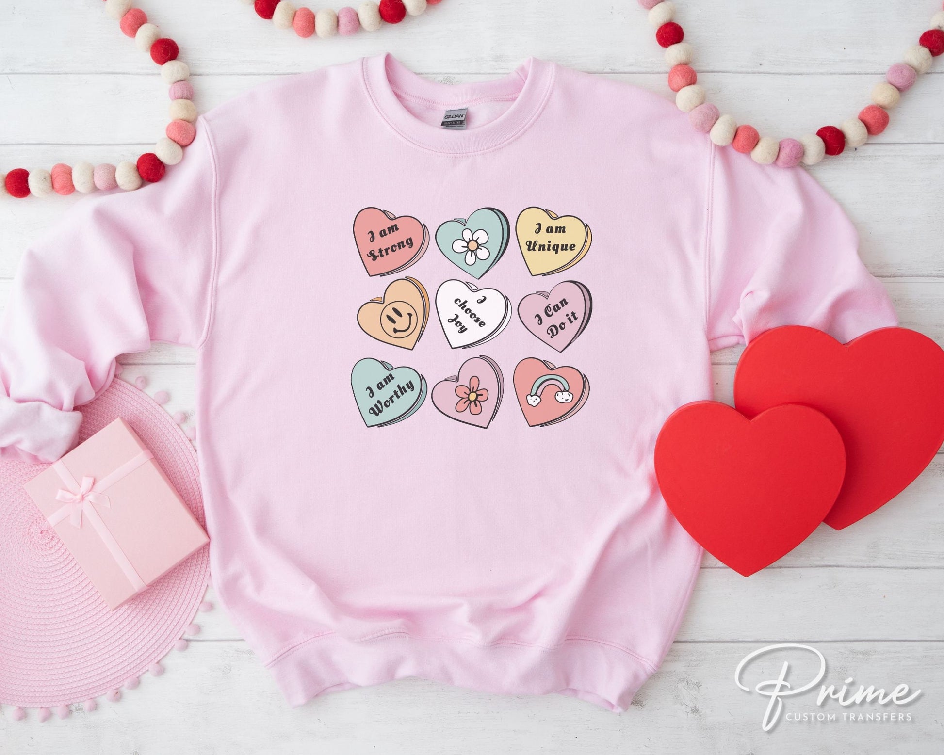 DTF Transfers, Ready to Press, T-shirt Transfers, Heat Transfer, Direct to Film, Cold Peel, Valentine's Day, Candy, Affirmation Hearts