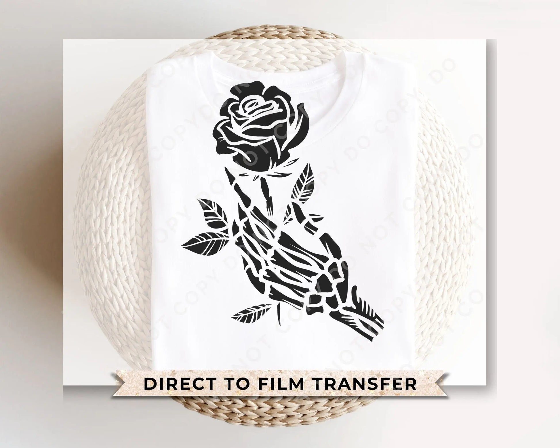 DTF Transfers, Ready to Press, T-shirt Transfers, Heat Transfer, Direct to Film, Valentine's Day, Skeleton, Flower, Skull Hand and Rose