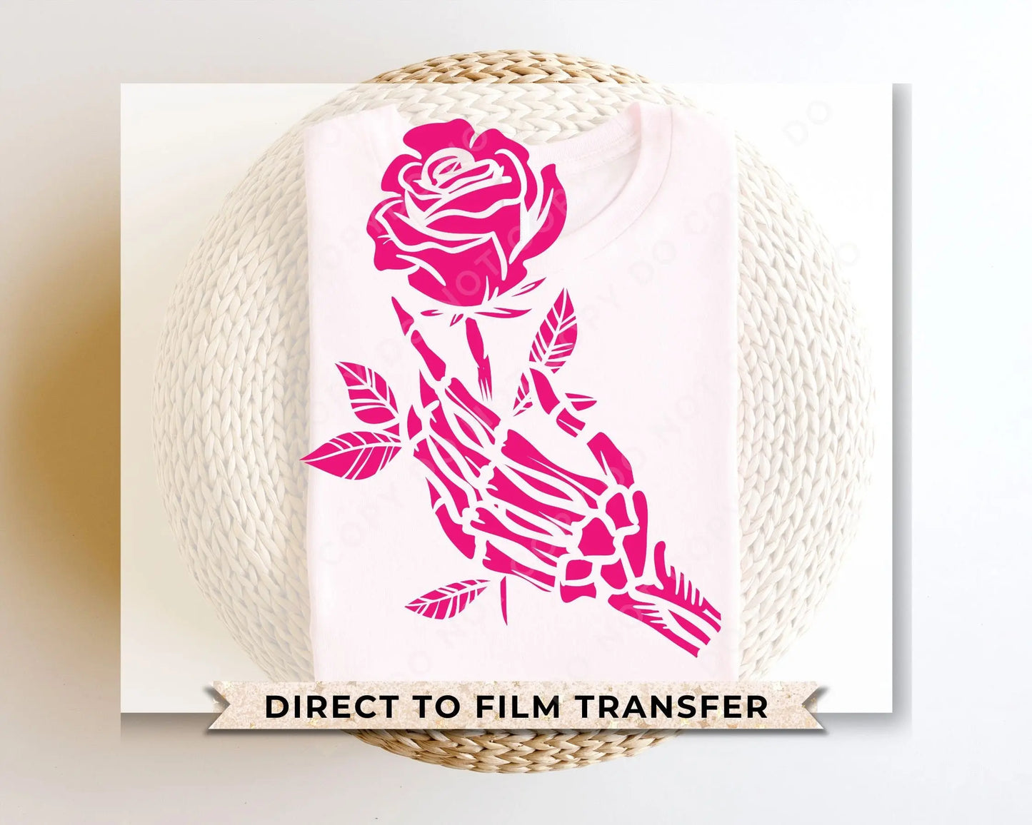 DTF Transfers, Ready to Press, T-shirt Transfers, Heat Transfer, Direct to Film, Valentine's Day, Skeleton, Flower, Skull Hand and Rose