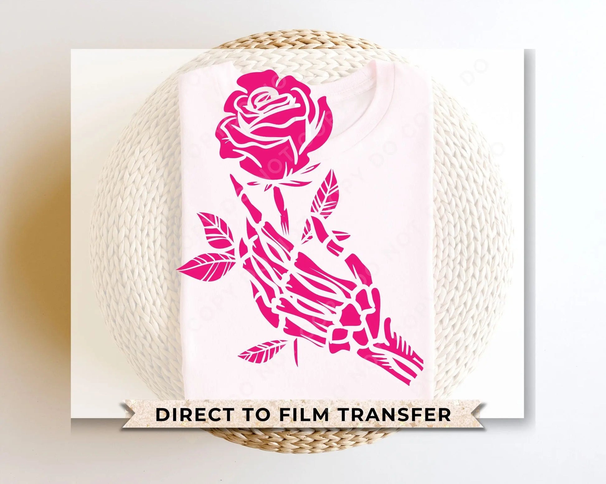 DTF Transfers, Ready to Press, T-shirt Transfers, Heat Transfer, Direct to Film, Valentine's Day, Skeleton, Flower, Skull Hand and Rose
