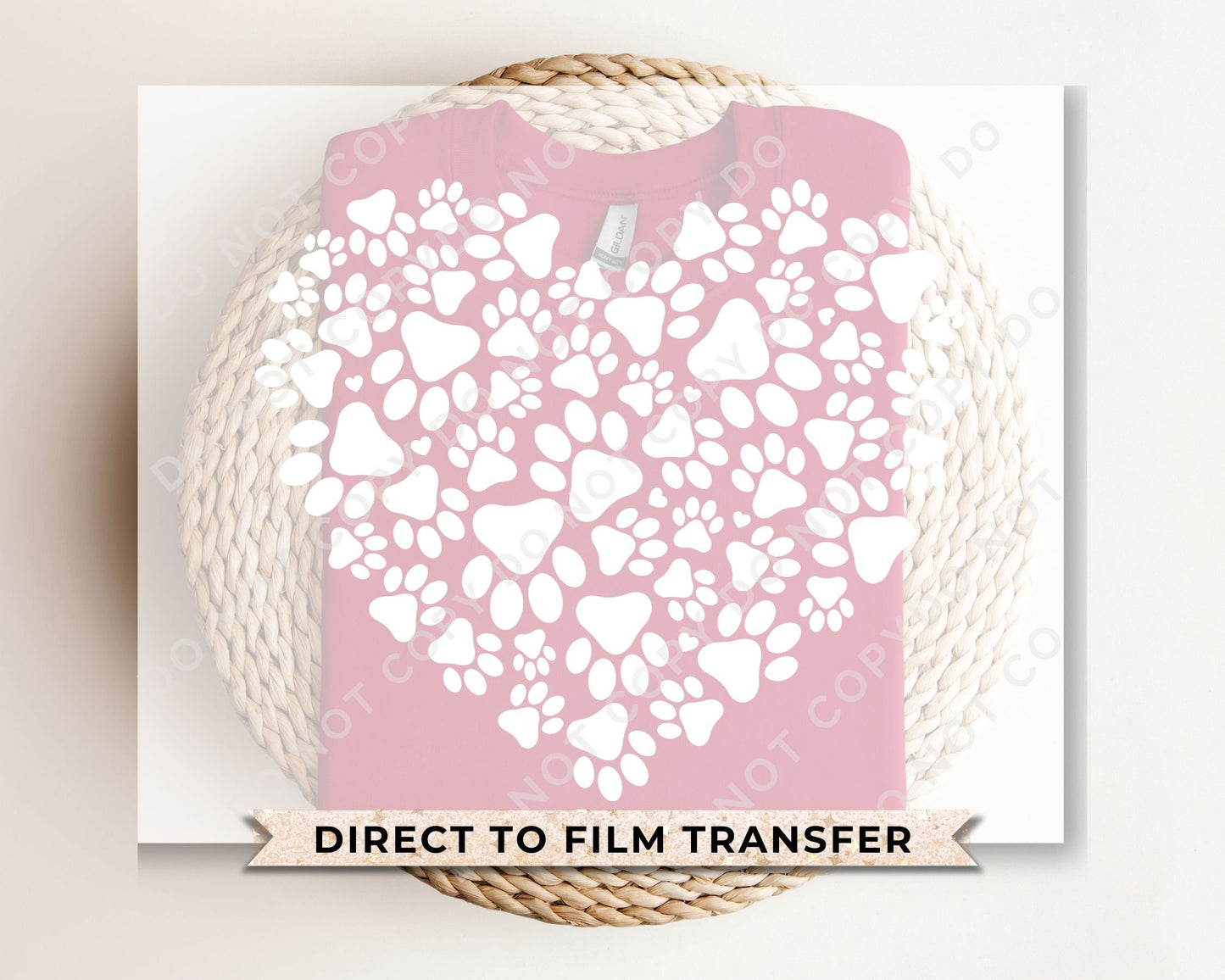 DTF Transfers, Ready to Press, T-shirt Transfers, Heat Transfer, Direct to Film, Valentine’s Day, Holiday, Dogs, Cats, Paw Print Heart