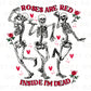 DTF Transfers, Ready to Press, T-shirt Transfers, Heat Transfer, Direct to Film, Cold Peel, Valentine's Day, Skeleton, Skull, Roses are Red