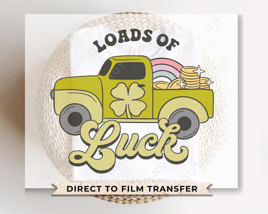 DTF Transfers, Ready to Press, T-shirt Transfers, Heat Transfer, Direct to Film, St Patties Day, St Patrick’s Day, Kid, Truck, Loads of Luck