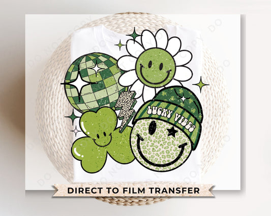 DTF Transfers, Ready to Press, T-shirt Transfers, Heat Transfer, Direct to Film, Saint Patrick's Day, Disco, Groovy, Retro St Patty Collage