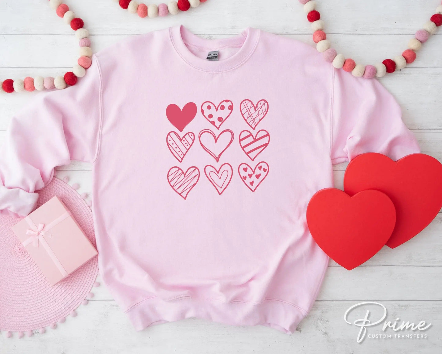 DTF Transfers, Ready to Press, T-shirt Transfers, Heat Transfer, Direct to Film, Valentine's Day, Cold Peel, Love, Doodle Hearts
