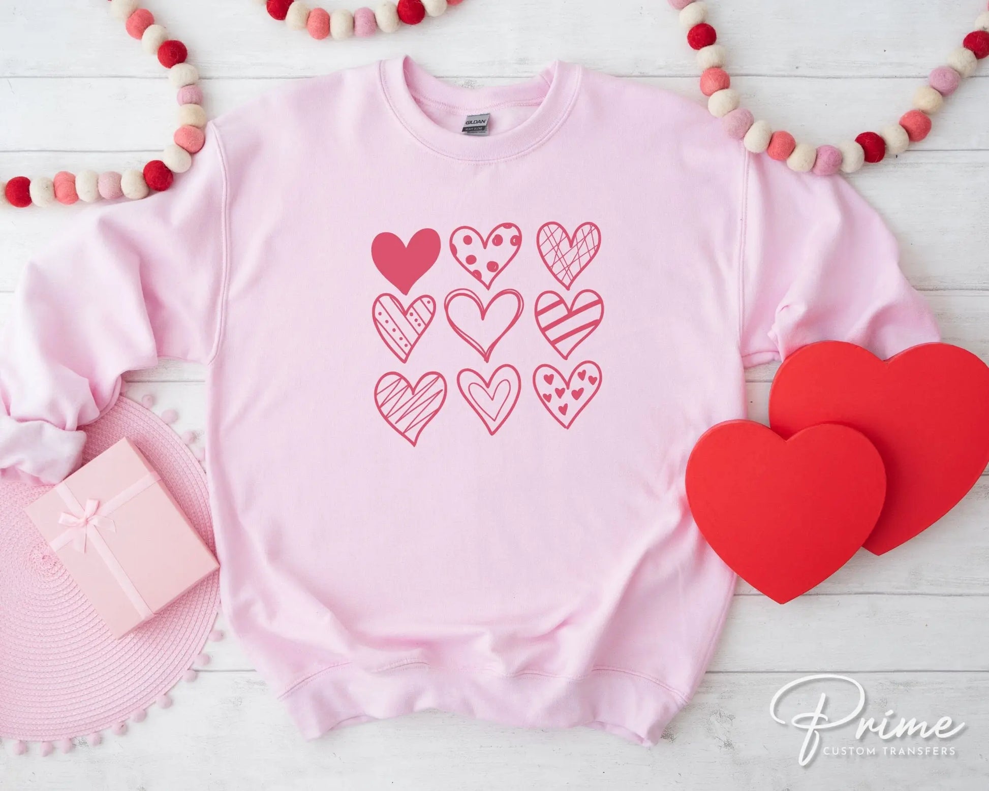 DTF Transfers, Ready to Press, T-shirt Transfers, Heat Transfer, Direct to Film, Valentine's Day, Cold Peel, Love, Doodle Hearts
