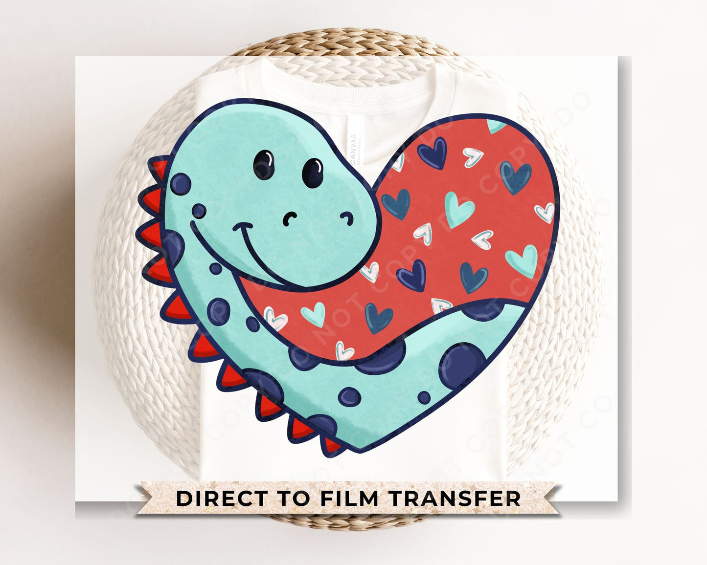 DTF Transfers, Ready to Press, T-shirt Transfers, Heat Transfer, Direct to Film, Cold Peel, Heat Press, Valentine's Day, Boy Dinosaur Heart